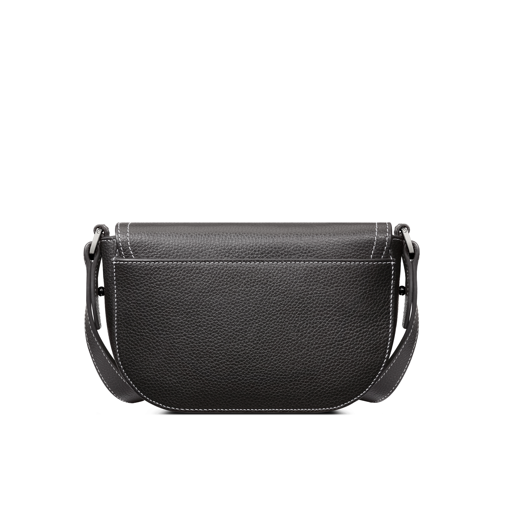 Mini sac Messenger à rabat Saddle Cuir de veau grainé noir E08