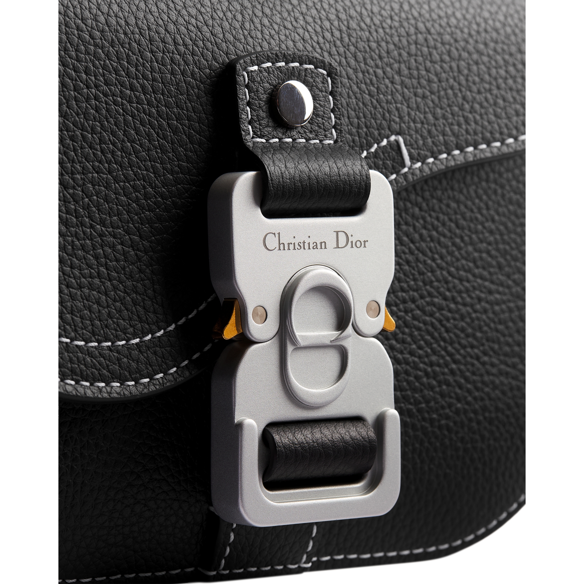 Mini Saddle Messenger Bag with Flap Black Grained Calfskin E11