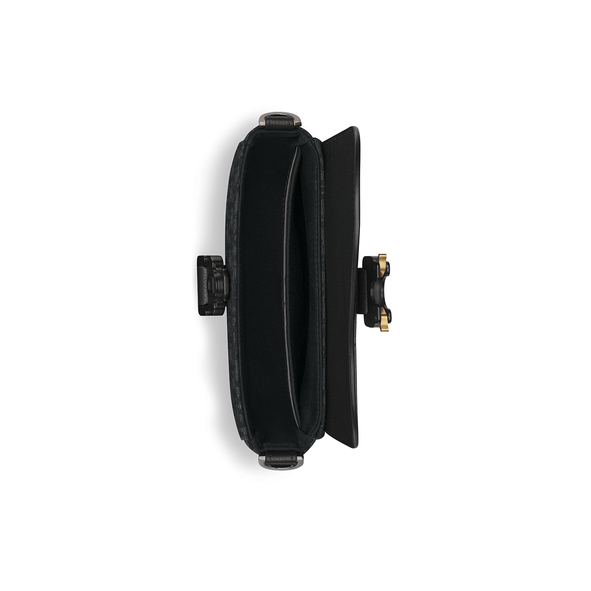 Mini Saddle-schoudertas met flap Zwarte Dior Oblique-jacquard en zwart generfd kalfsleer E06