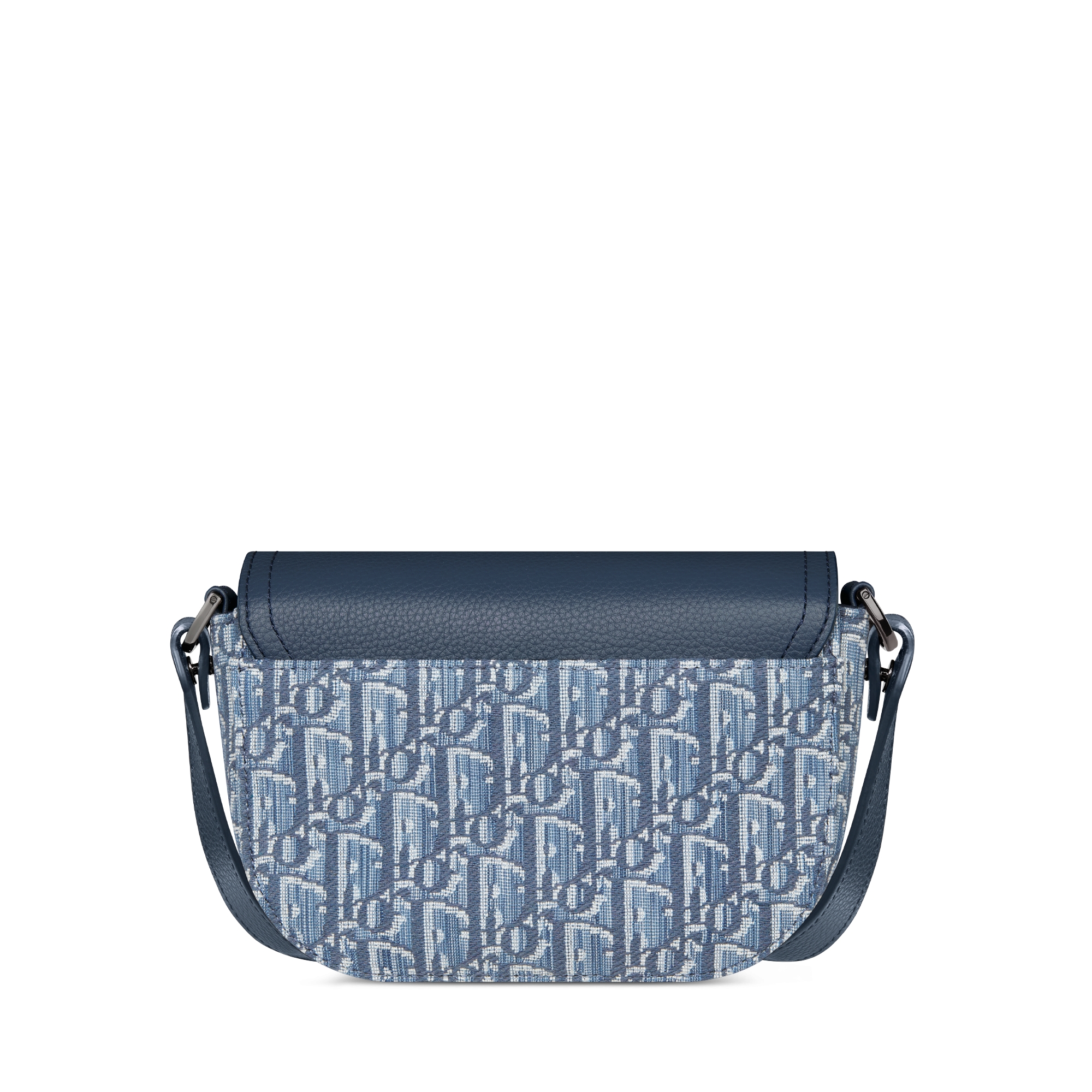 Mini Saddle Messenger Bag with Flap Blue Dior Oblique Jacquard and Blue Grained Calfskin E08