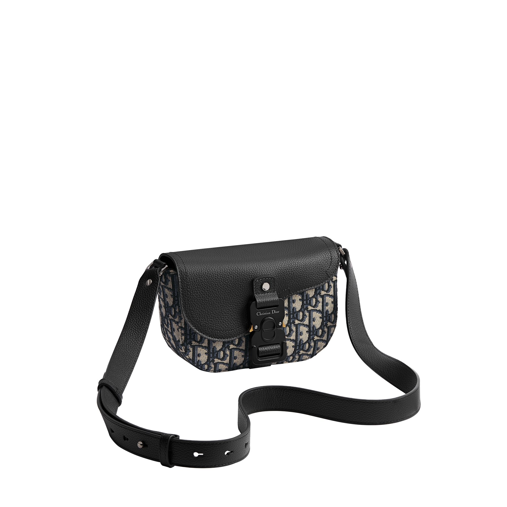  Beige and Black Dior Oblique Jacquard with Black Grained Calfskin