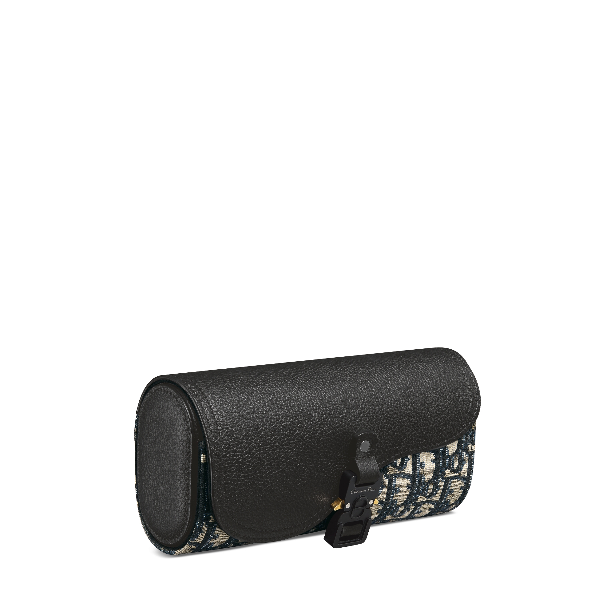 Saddle Watch Roll Beige and Black Dior Oblique Jacquard with Black Grained Calfskin E03