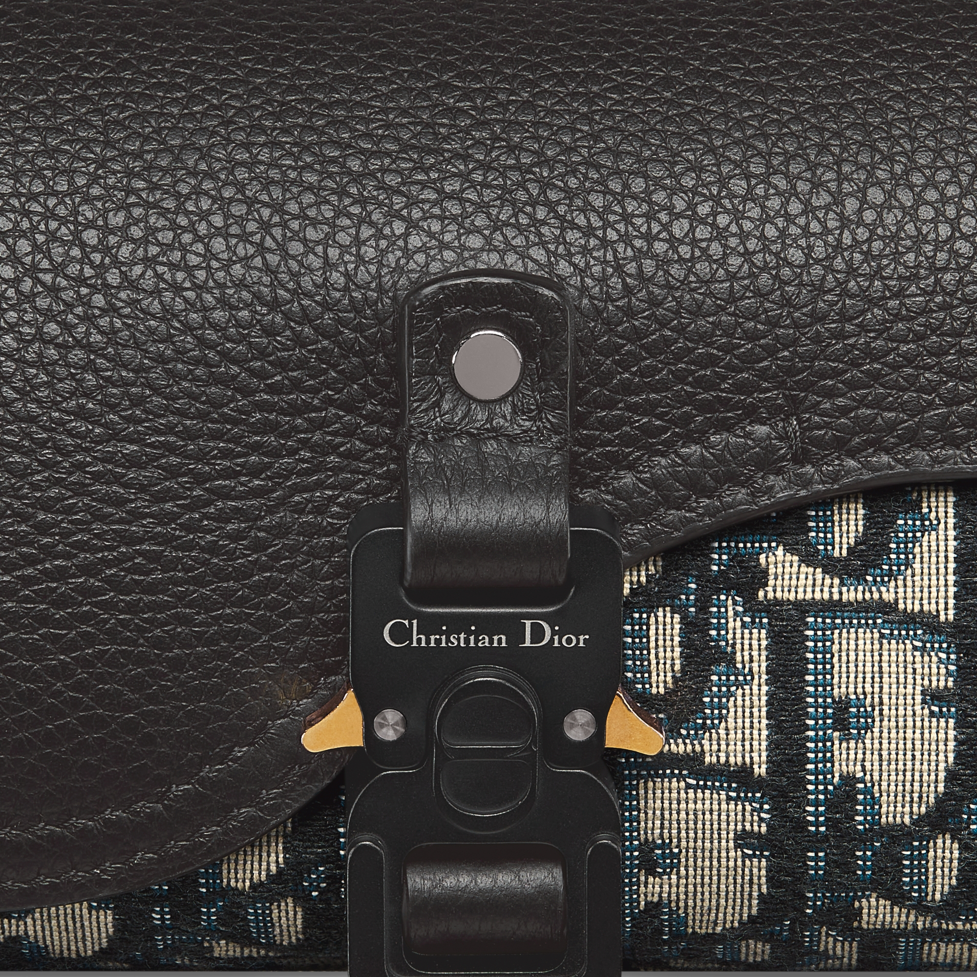 Saddle Watch Roll Beige and Black Dior Oblique Jacquard with Black Grained Calfskin E09