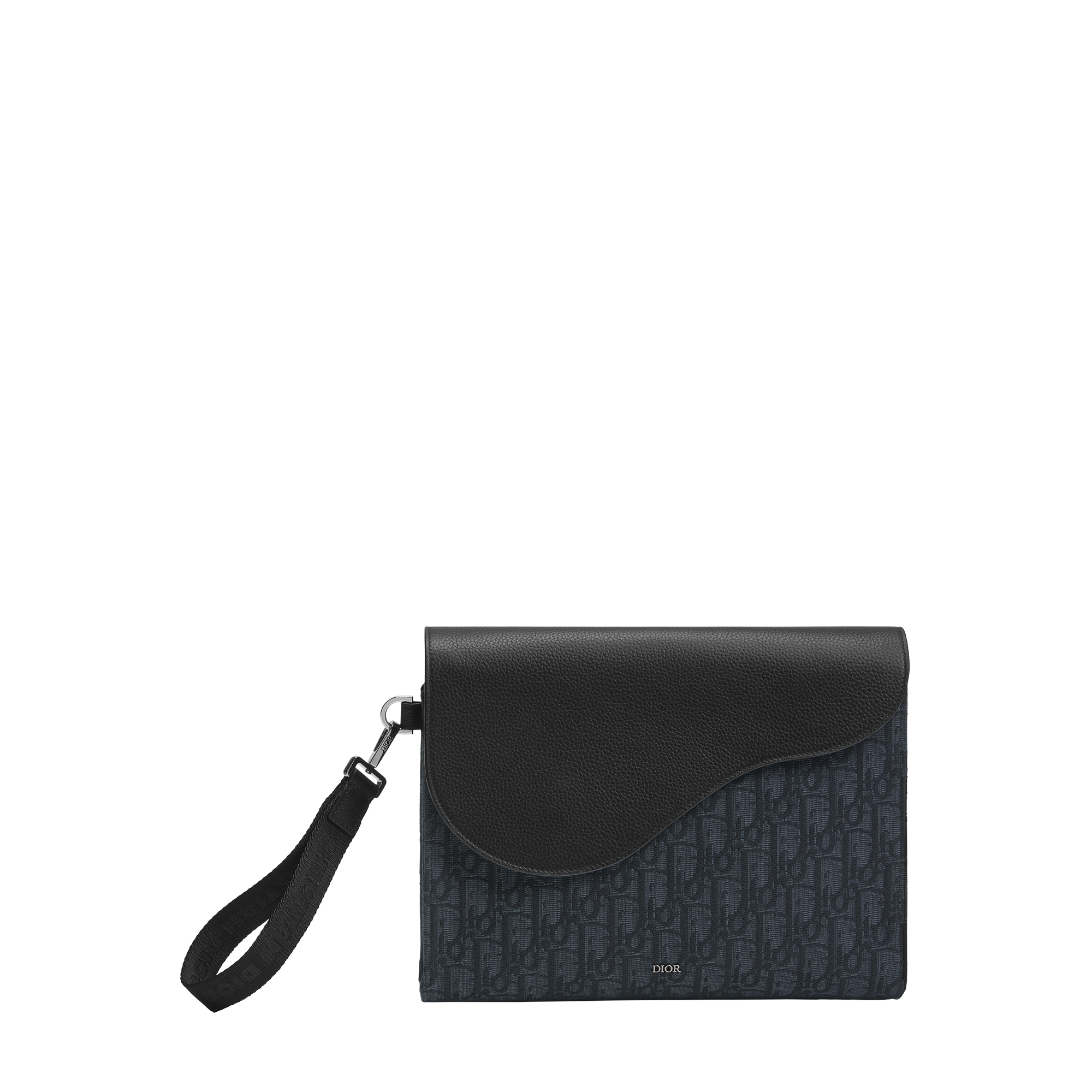 Saddle A5 Triangle Pouch Black Dior Oblique Jacquard and Black Grained Calfskin E01