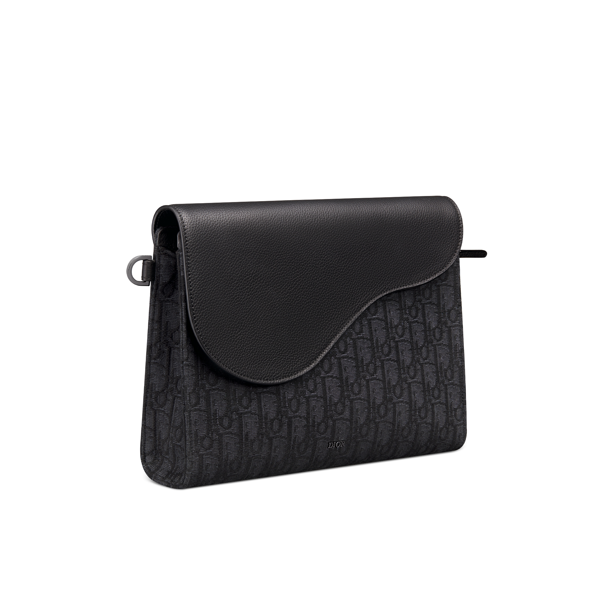 Saddle A5 Triangle Pouch Black Dior Oblique Jacquard and Black Grained Calfskin E03