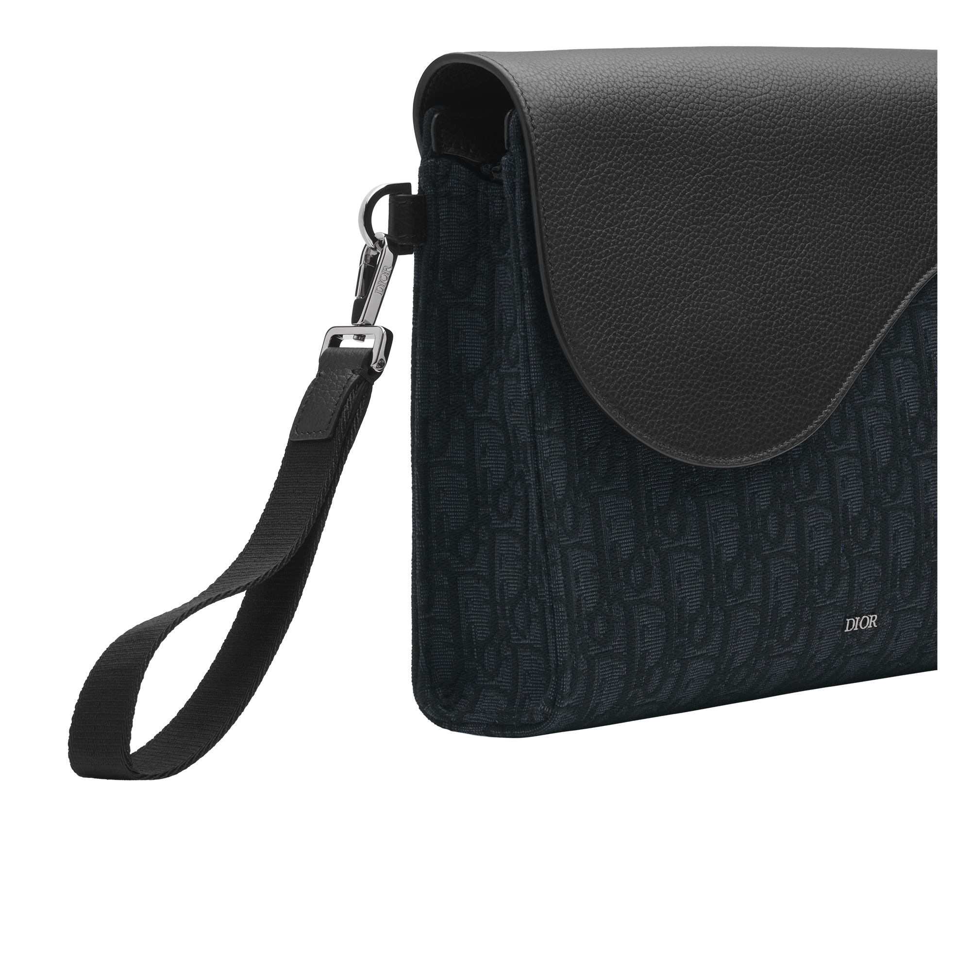 Saddle A5 Triangle Pouch Black Dior Oblique Jacquard and Black Grained Calfskin E06