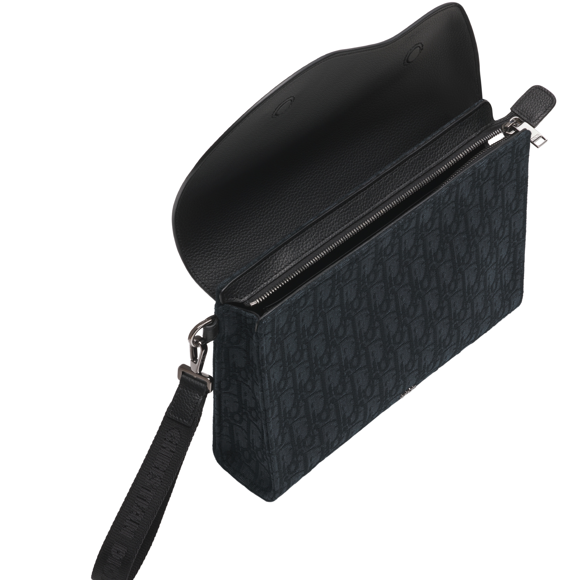 Saddle A5 Triangle Pouch Black Dior Oblique Jacquard and Black Grained Calfskin E12