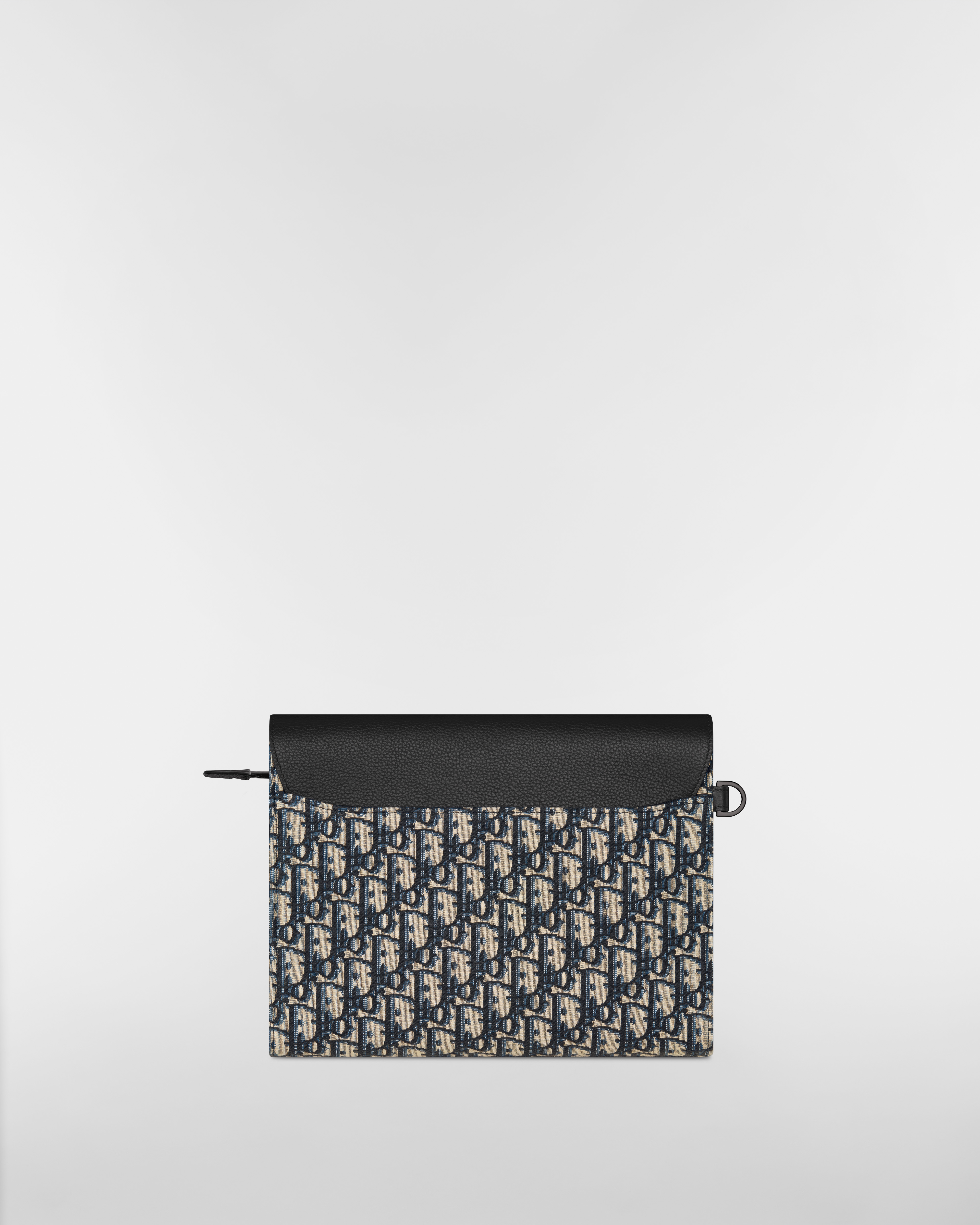 Saddle A5 手拿包 米色和黑色 Dior Oblique 緹花搭配黑色粒面小牛皮 E08