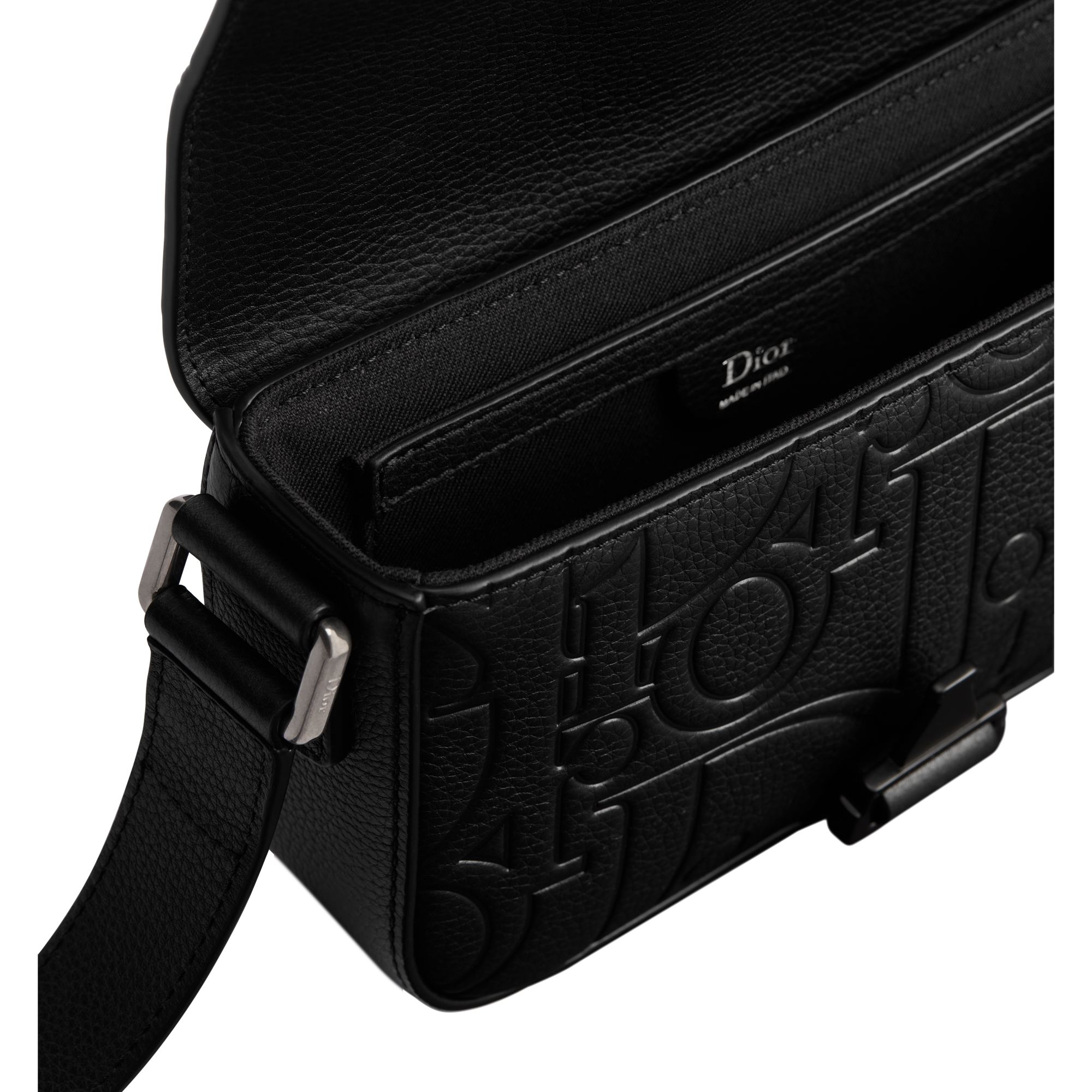 Mini Saddle Heritage Messenger Bag with Flap Black Dior Gravity Leather E06