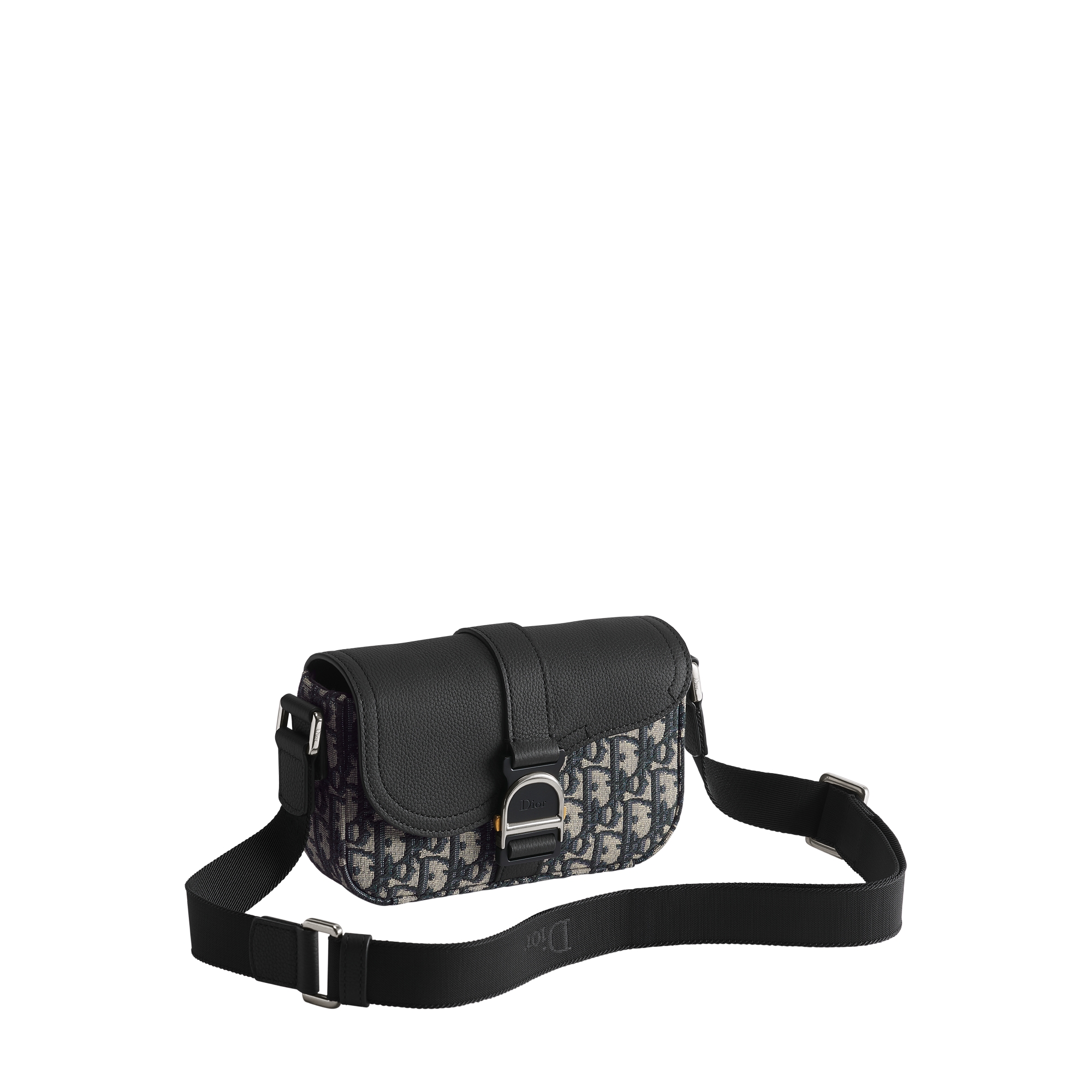  Dior Oblique Jacquard in Beige und Schwarz und genarbtes Kalbsleder in Schwarz
