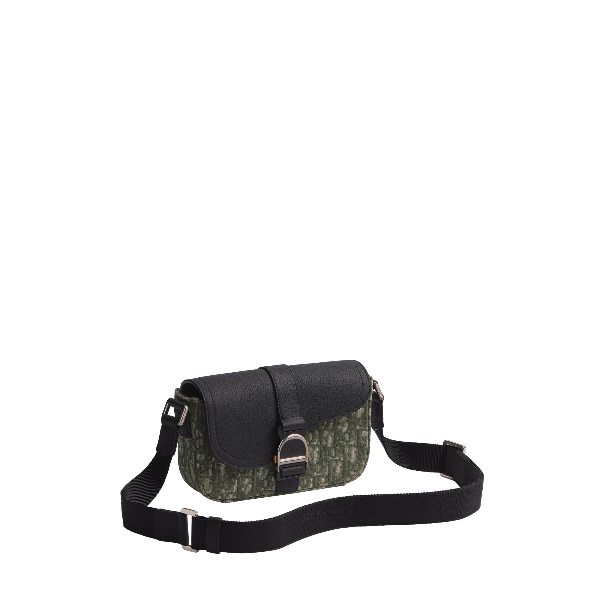  Khaki Dior Oblique Jacquard and Black Grained Calfskin