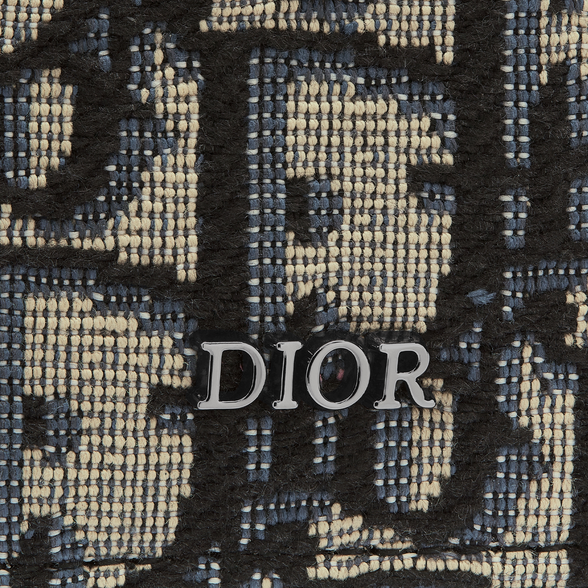 Saddle-kaarthouder Zwart generfd kalfsleer met inlegwerk en beige en zwarte Dior Oblique-jacquard E09