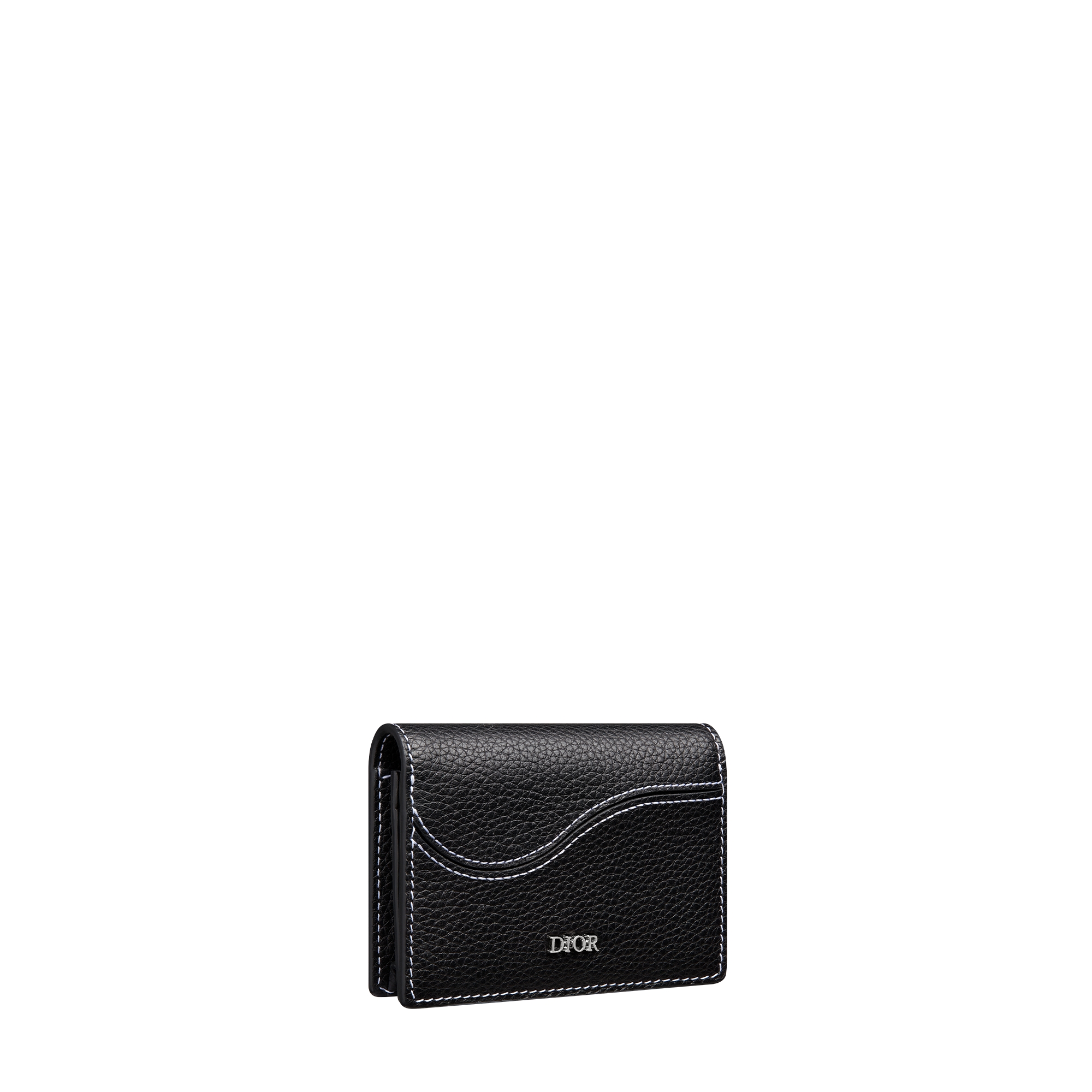 Saddle Business Card Holder Black Grained Calfskin Marquetry E03