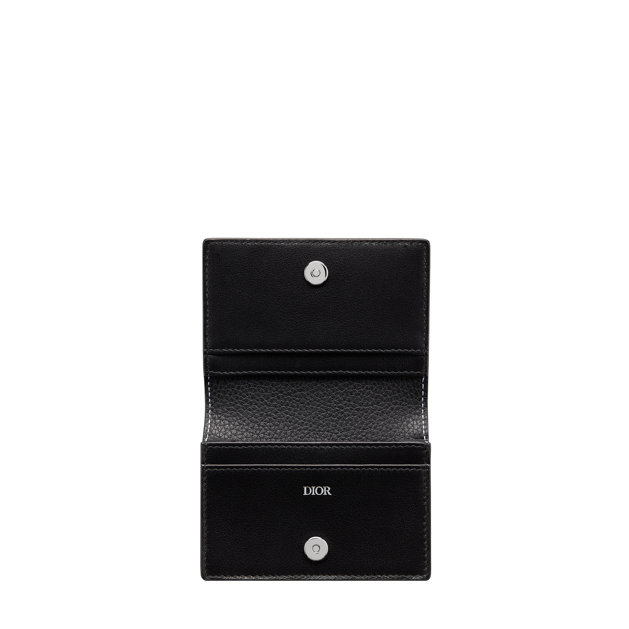 Saddle Business Card Holder Black Grained Calfskin Marquetry E07