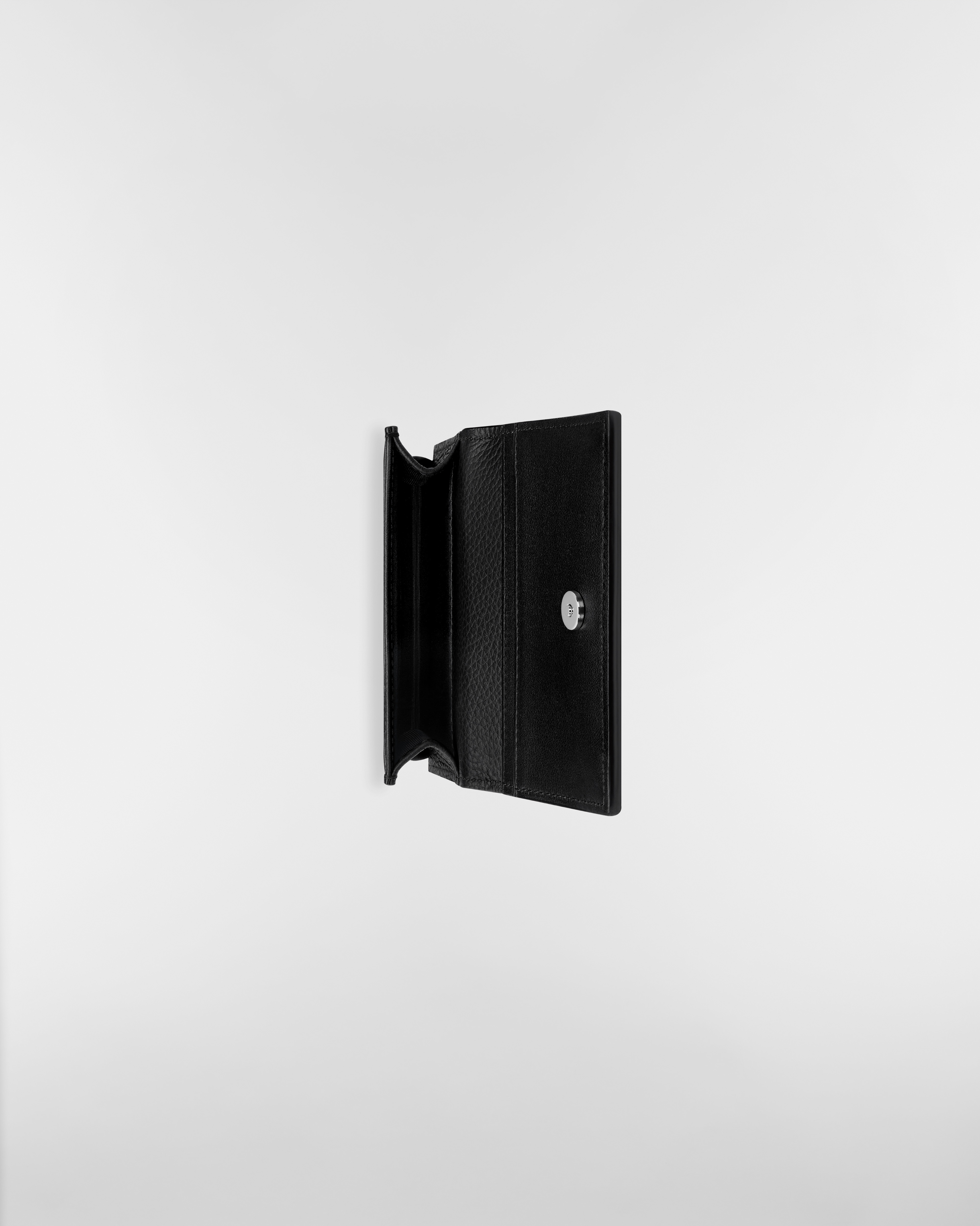 กระเป๋าใส่นามบัตร Saddle หนังลูกวัวลายเกรนแบบตัดต่อลายสีดำ E06