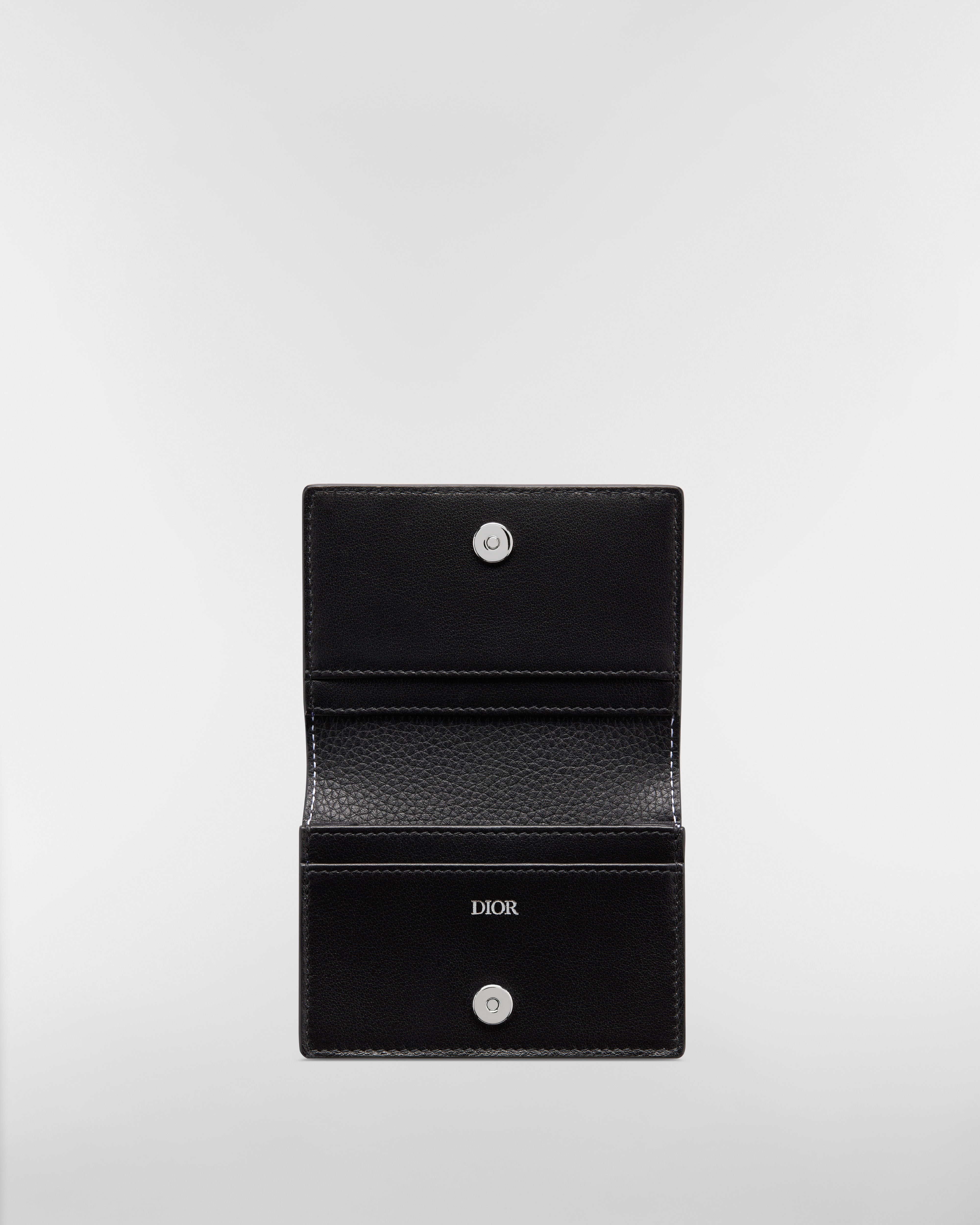 กระเป๋าใส่นามบัตร Saddle หนังลูกวัวลายเกรนแบบตัดต่อลายสีดำ E07