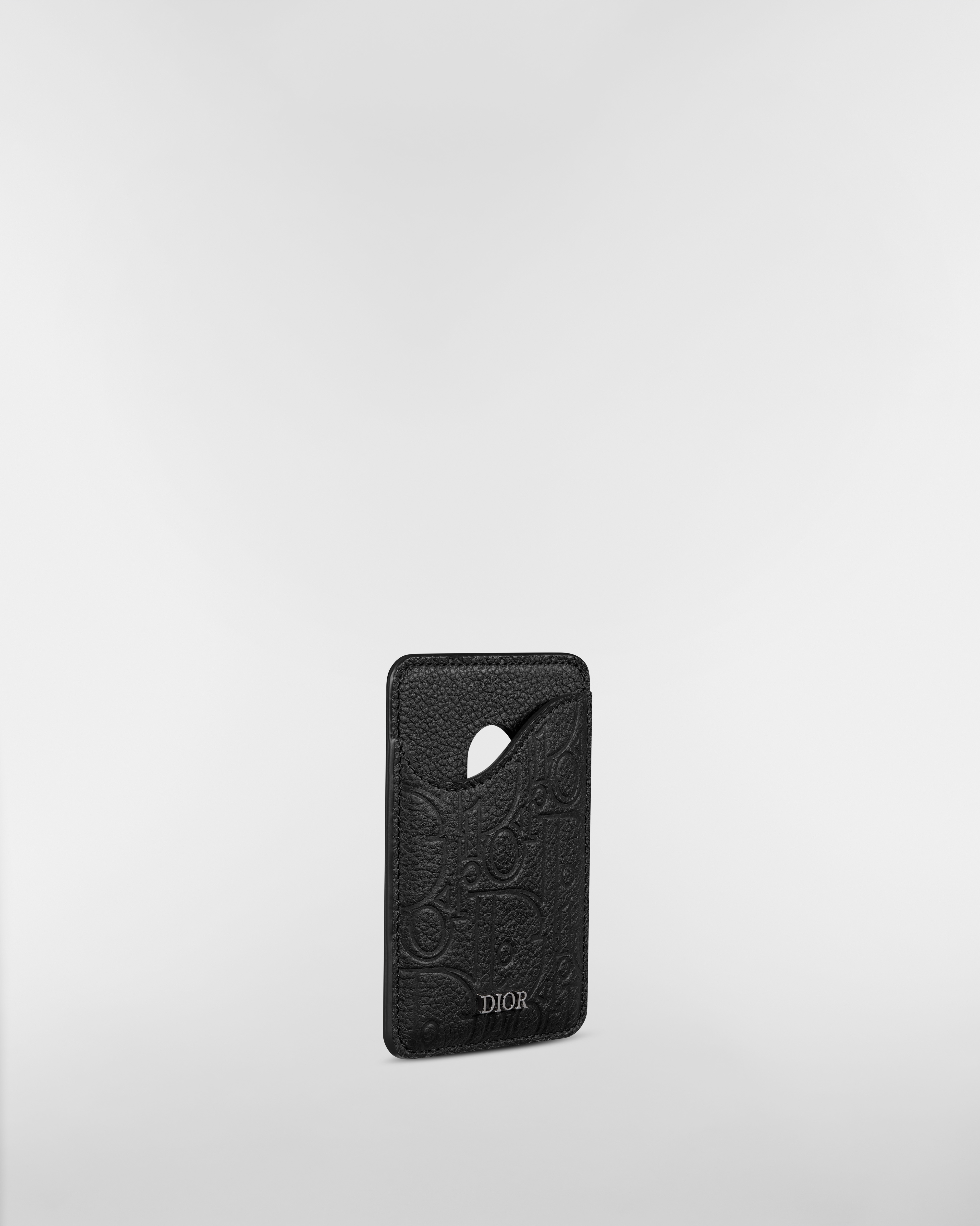Saddle Magnetic Card Holder Black Dior Gravity Leather E03