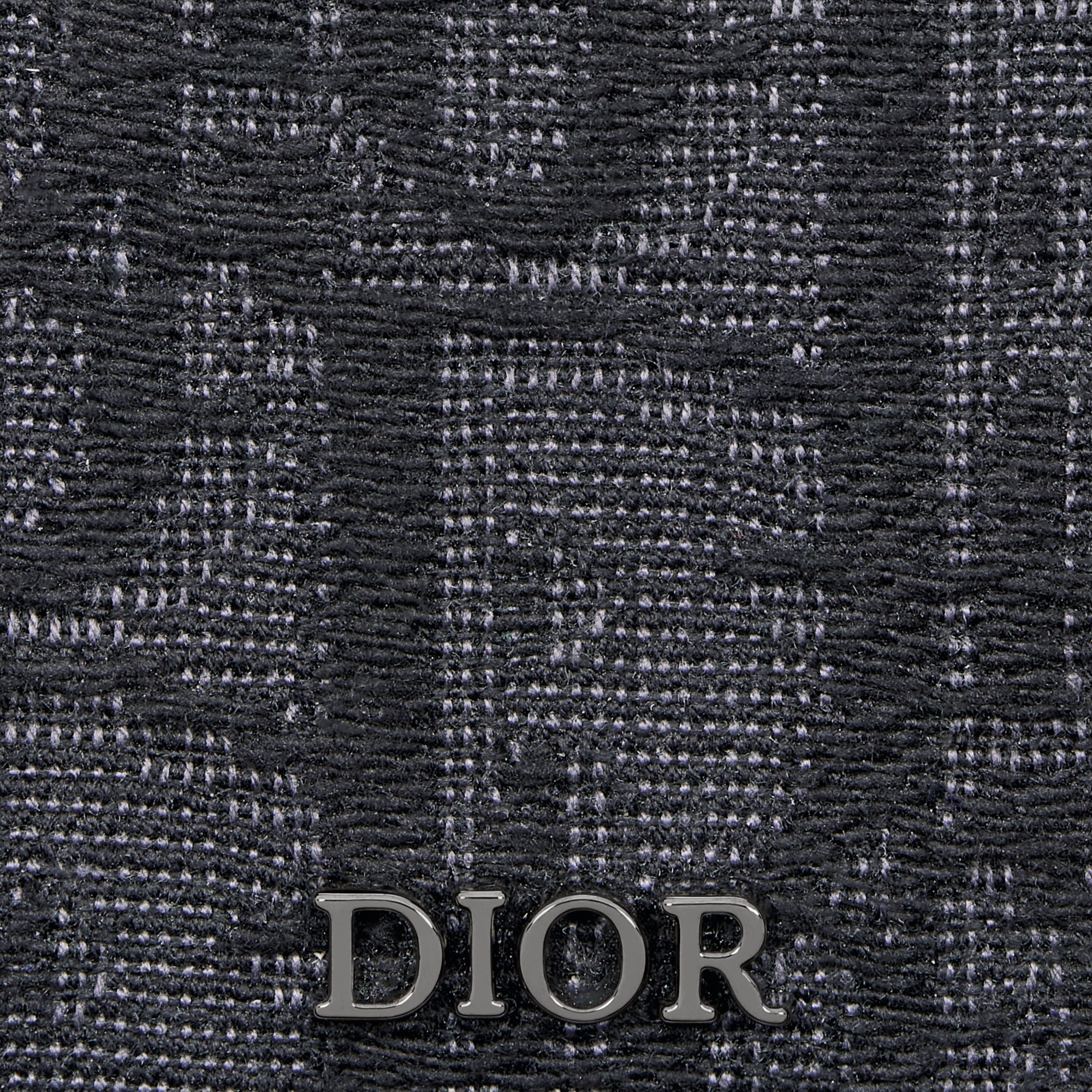 Magnetische Saddle-kaarthouder Zwart generfd kalfsleer met inlegwerk en zwarte Dior Oblique-jacquard E09