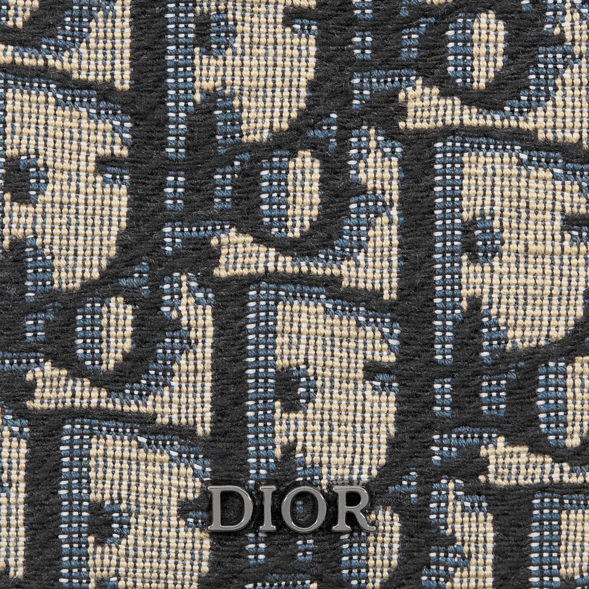 Magnetische Saddle-kaarthouder Zwart generfd kalfsleer met inlegwerk en beige en zwarte Dior Oblique-jacquard E09