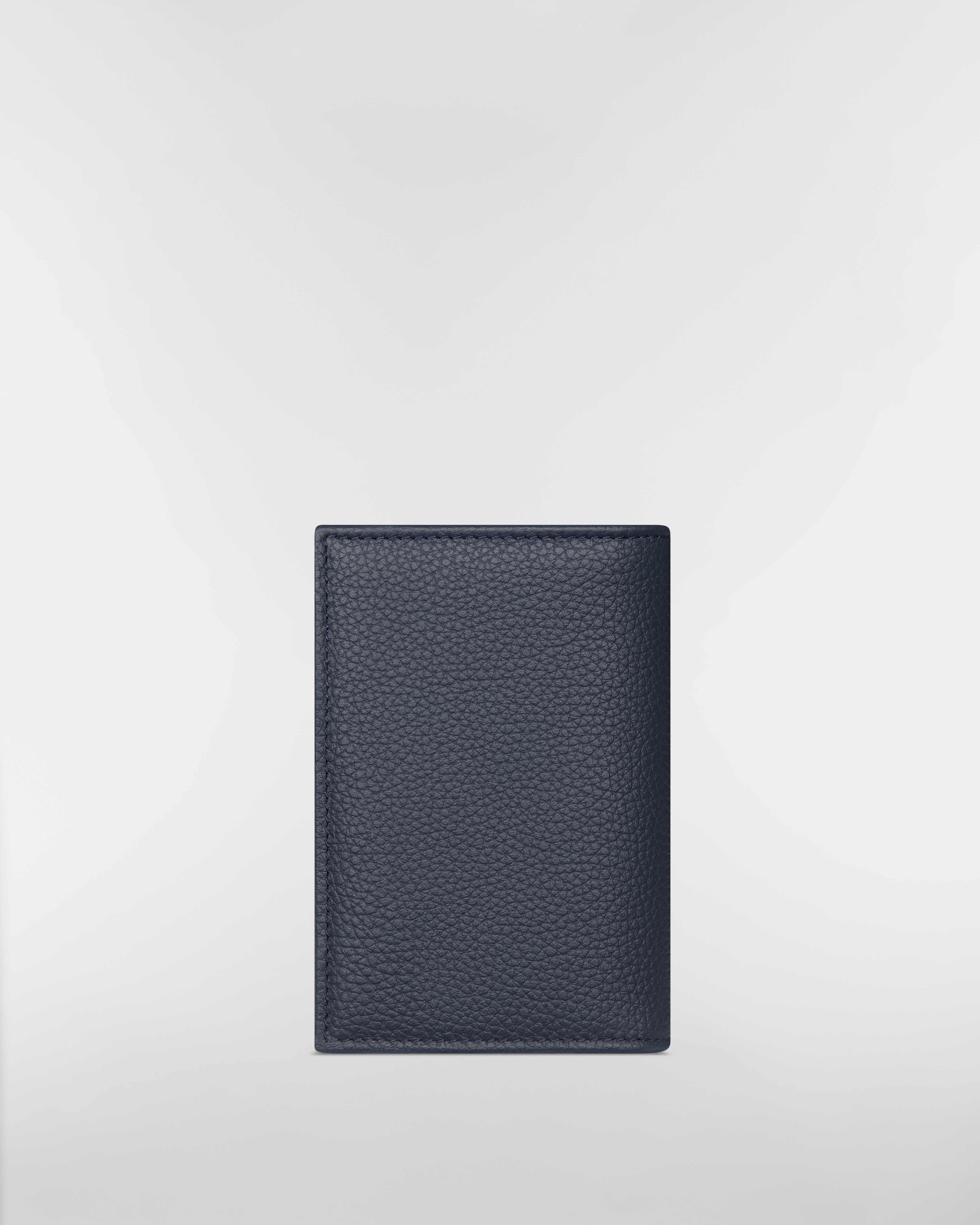 Saddle Bifold Card Holder Deep Blue Grained Calfskin and Deep Blue Dior Oblique Trio Jacquard Marquetry E08