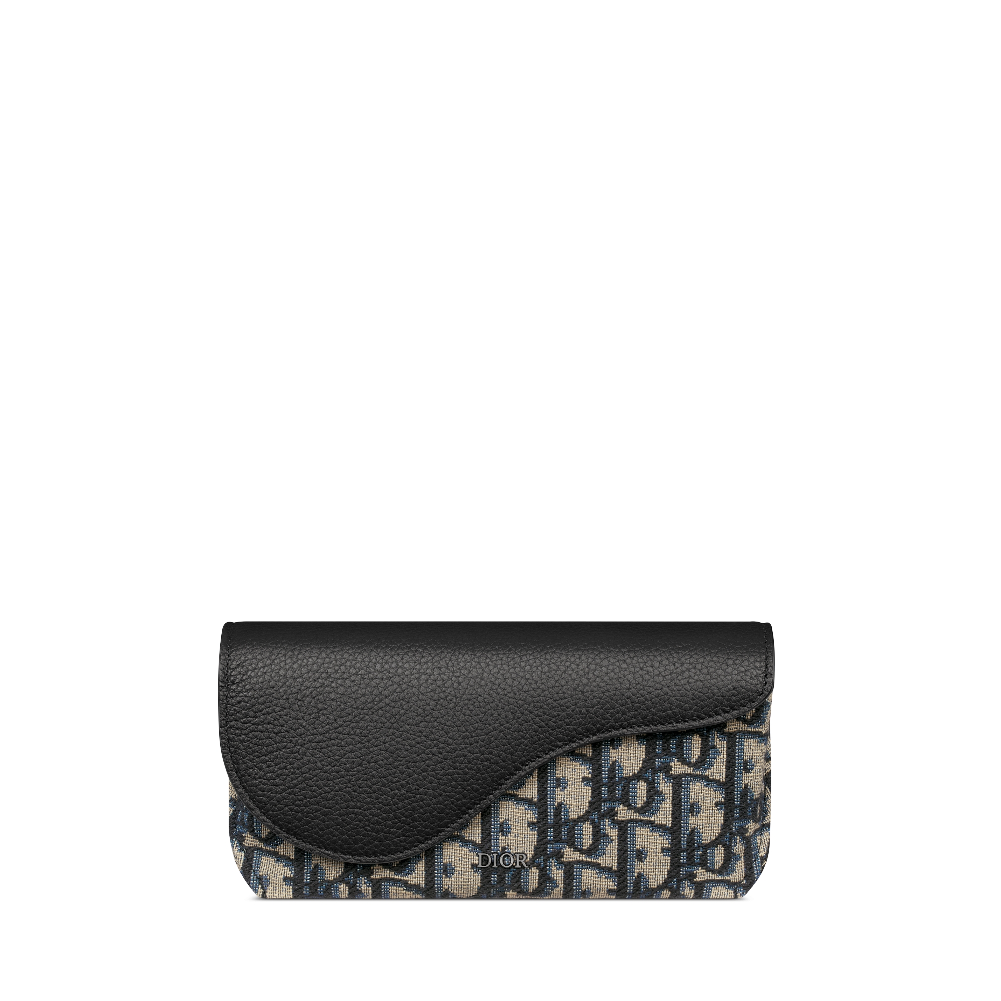 Saddle 안경 케이스 베이지 & 블랙 Dior Oblique 자카드, 블랙 그레인 송아지 가죽 E01