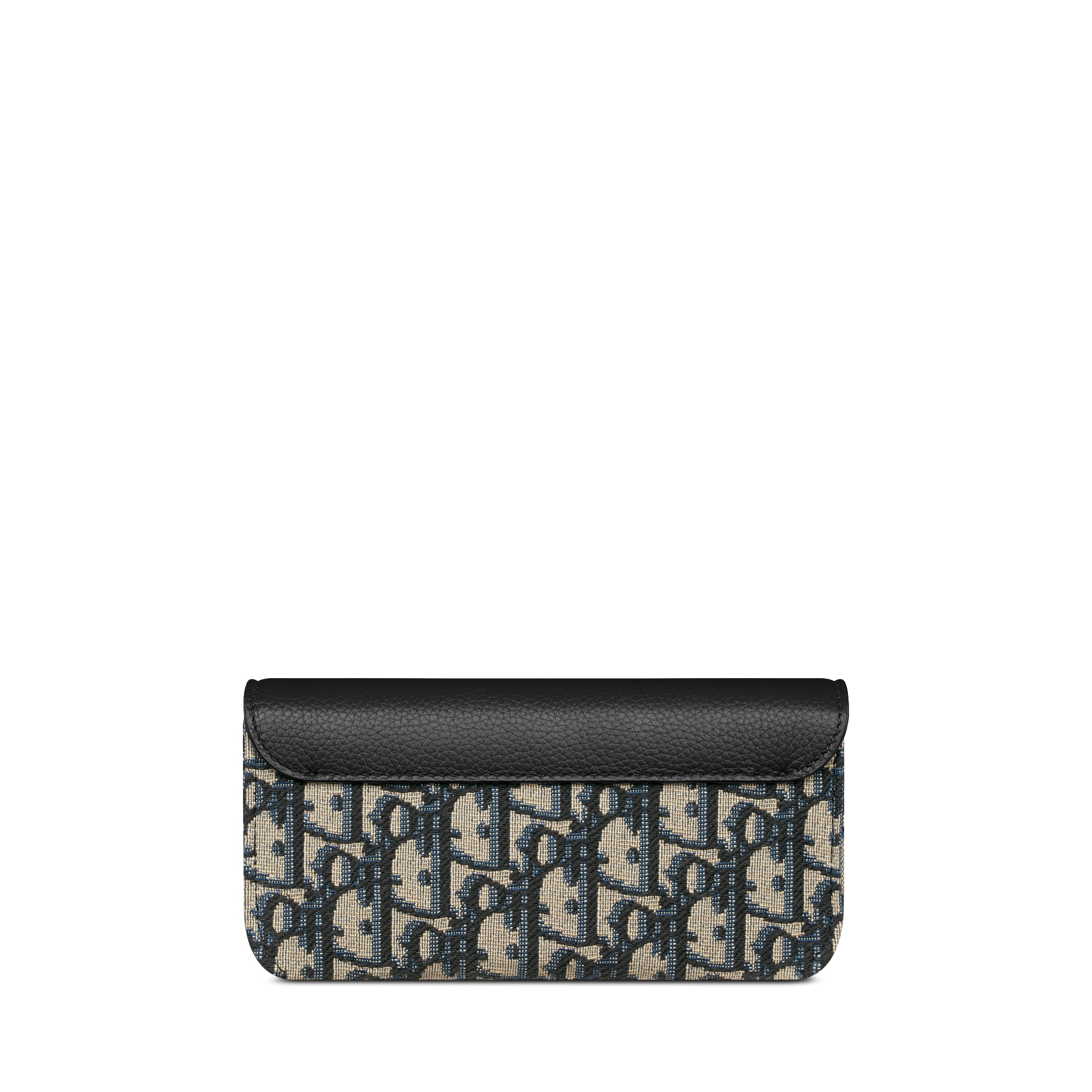 Saddle Brillenetui Dior Oblique Jacquard in Beige und Schwarz und genarbtes Kalbsleder in Schwarz E08