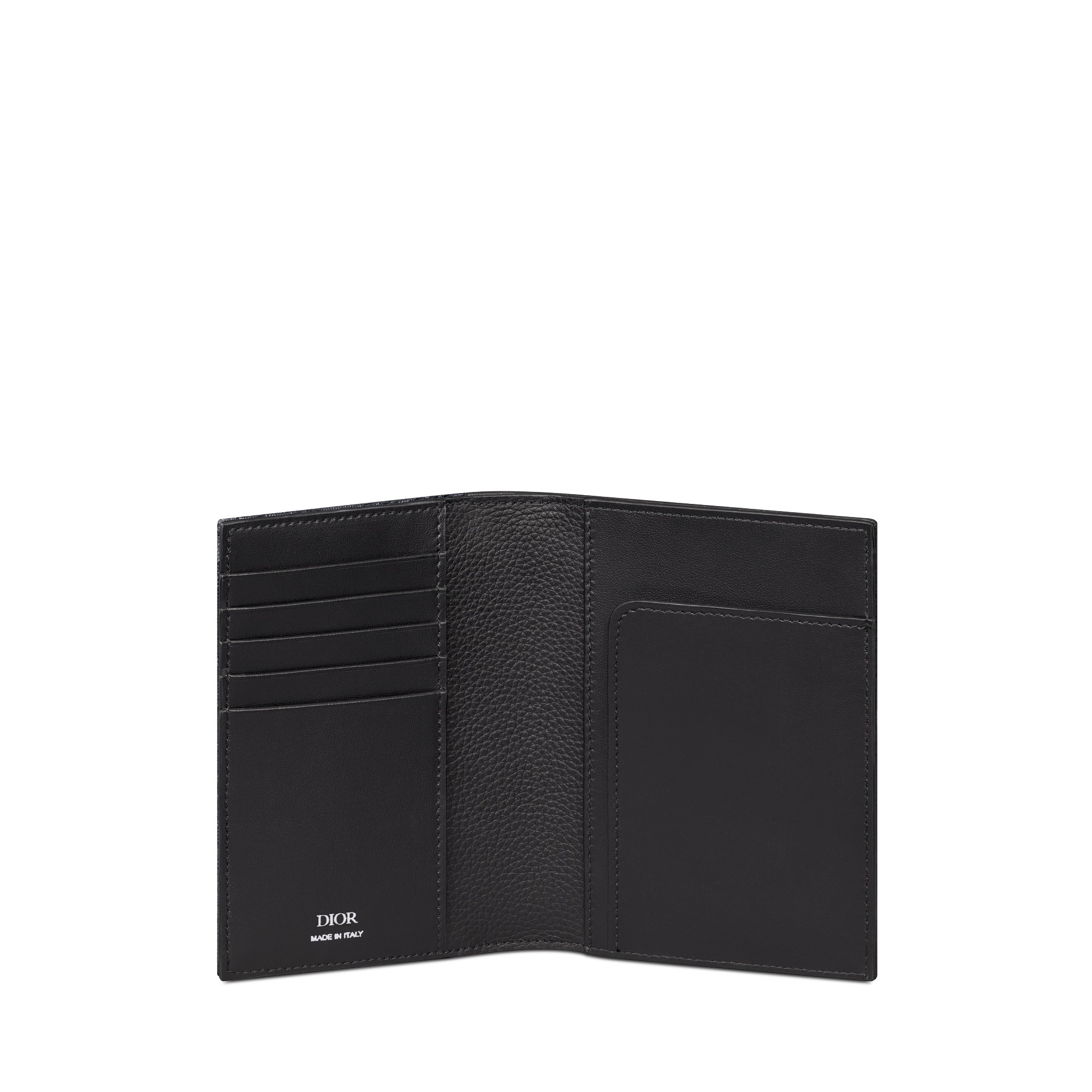 Étui pour passeport Saddle Marqueterie de cuir de veau grainé noir et toile jacquard Dior Oblique noir E07