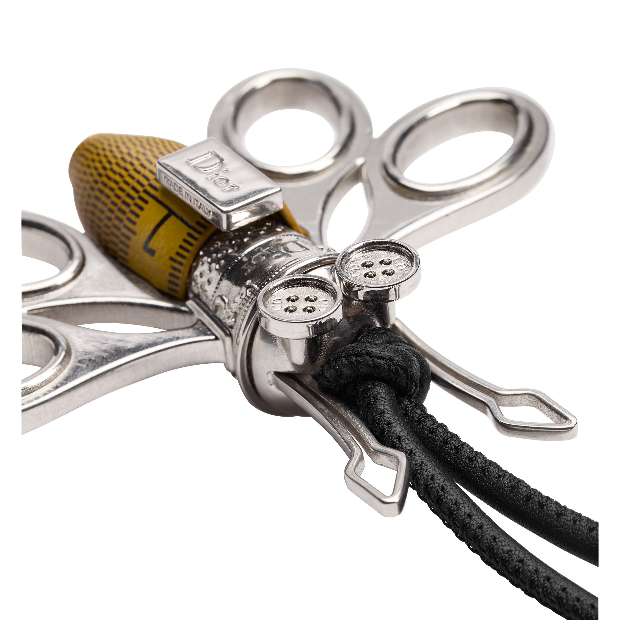 Bee Bag Charm Yellow Smooth Calfskin and Antique Silver-Finish Brass E09