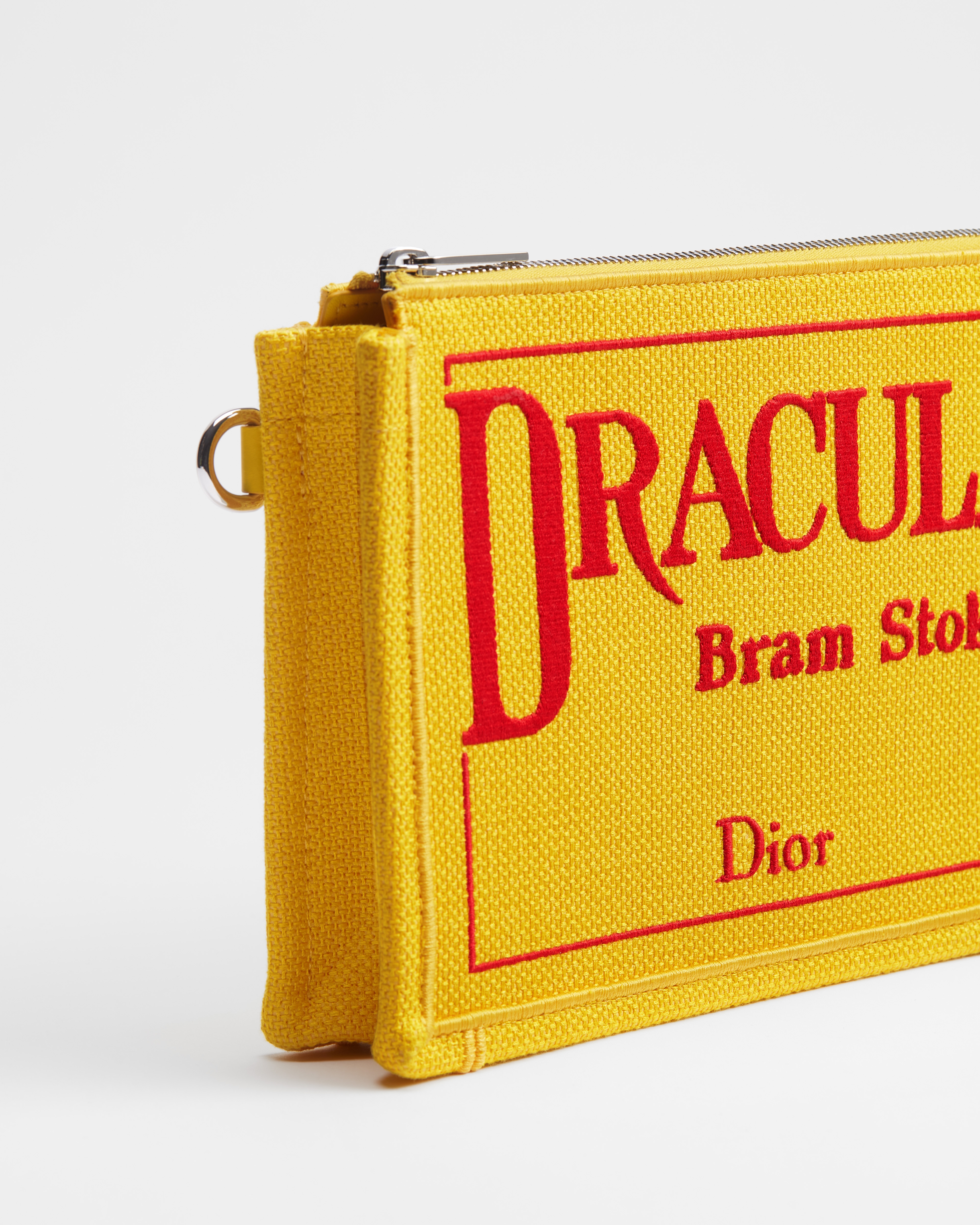 Pochette triangle A5 Broderie Book Cover jaune et rouge E09