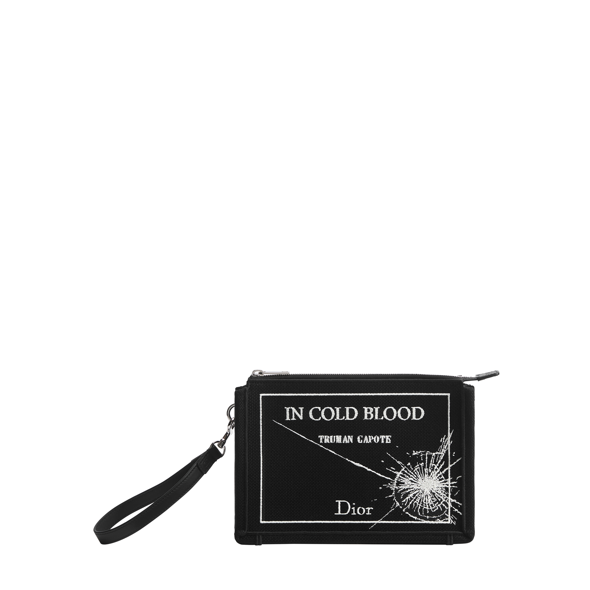 A5 Triangle Pouch Black and White Book Cover Embroidery E01