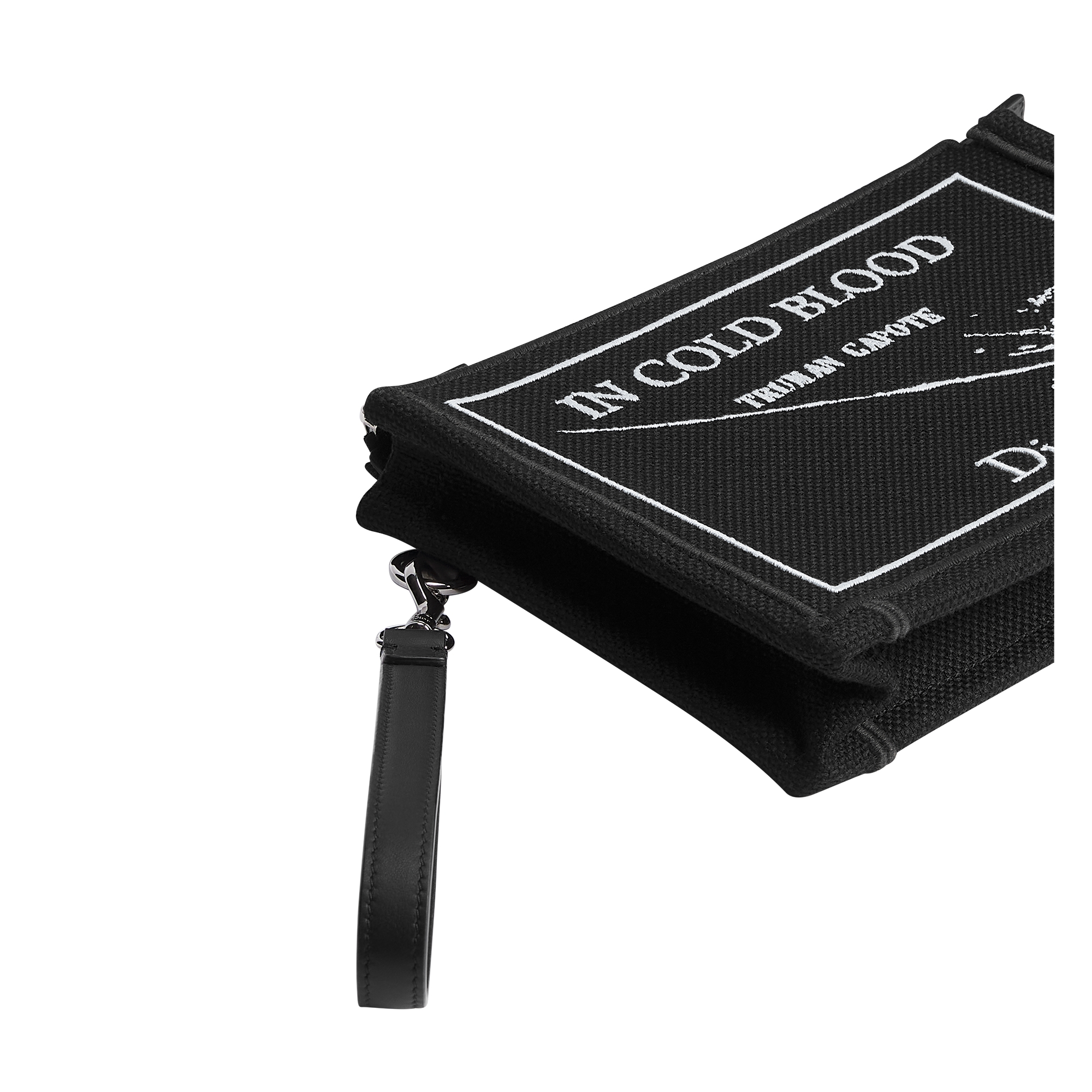 A5 Triangle Pouch Black and White Book Cover Embroidery E03