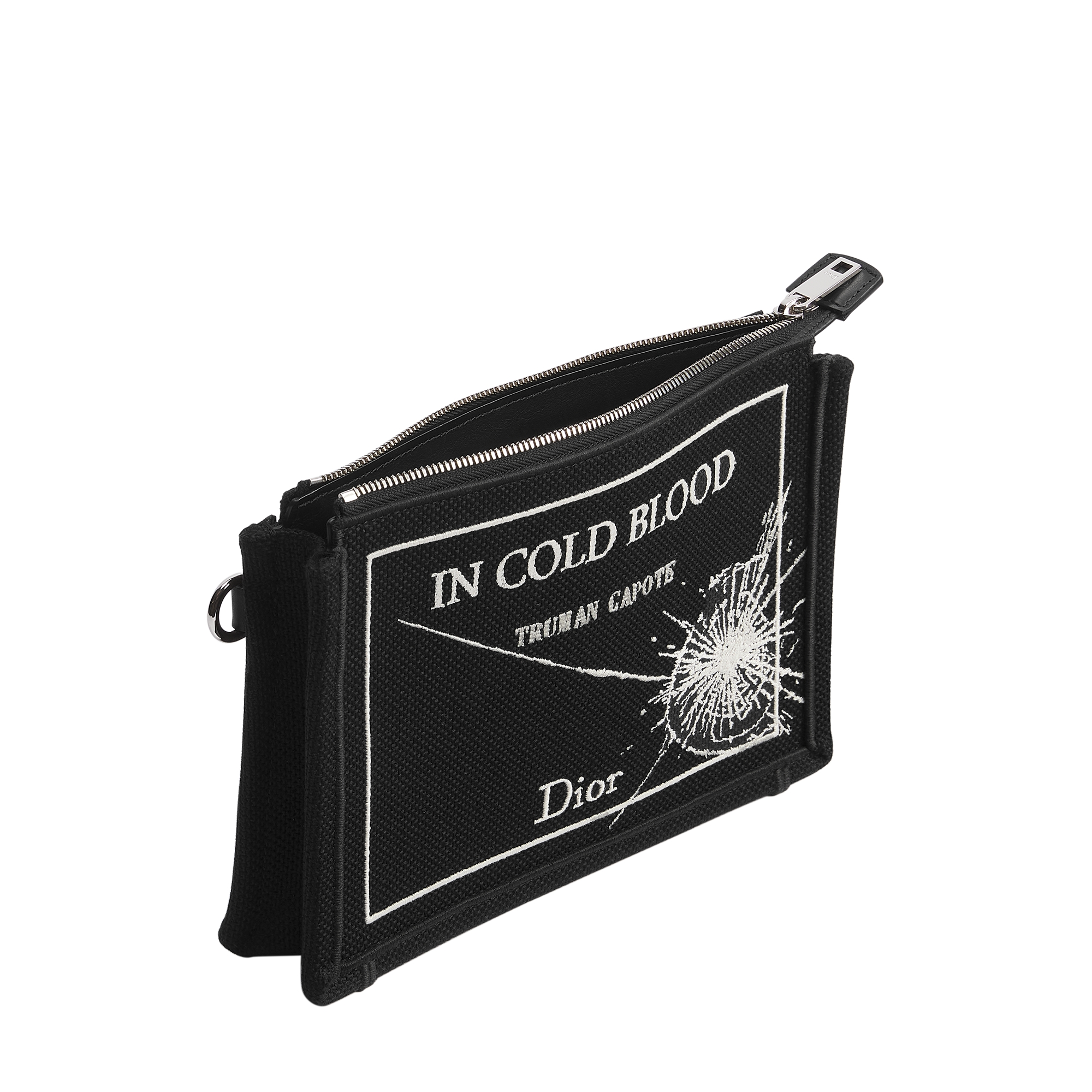 A5 Triangle Pouch Black and White Book Cover Embroidery E06