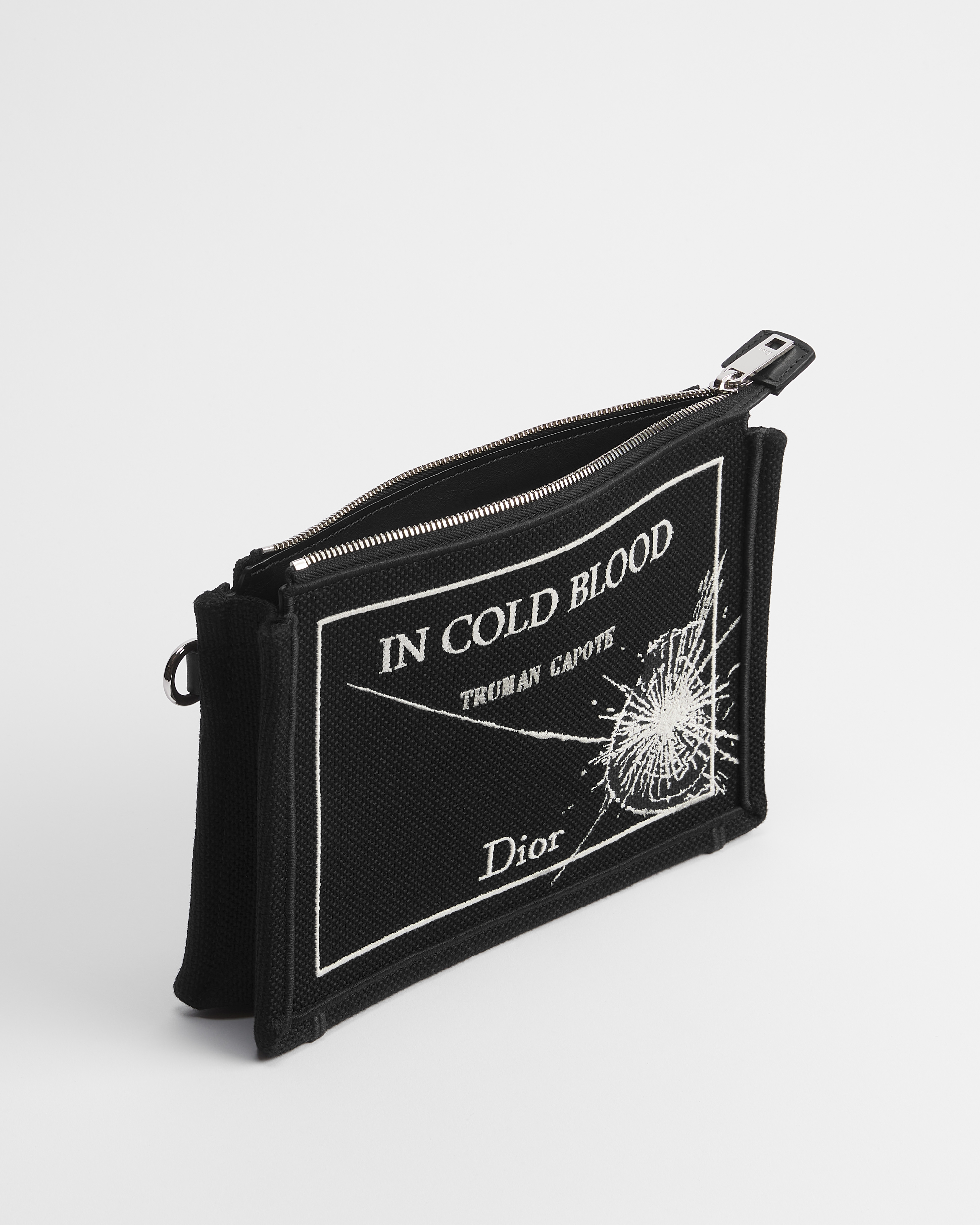 Dreieckige Pouch im A5-Format Book Cover-Stickerei in Schwarz und Weiß E06