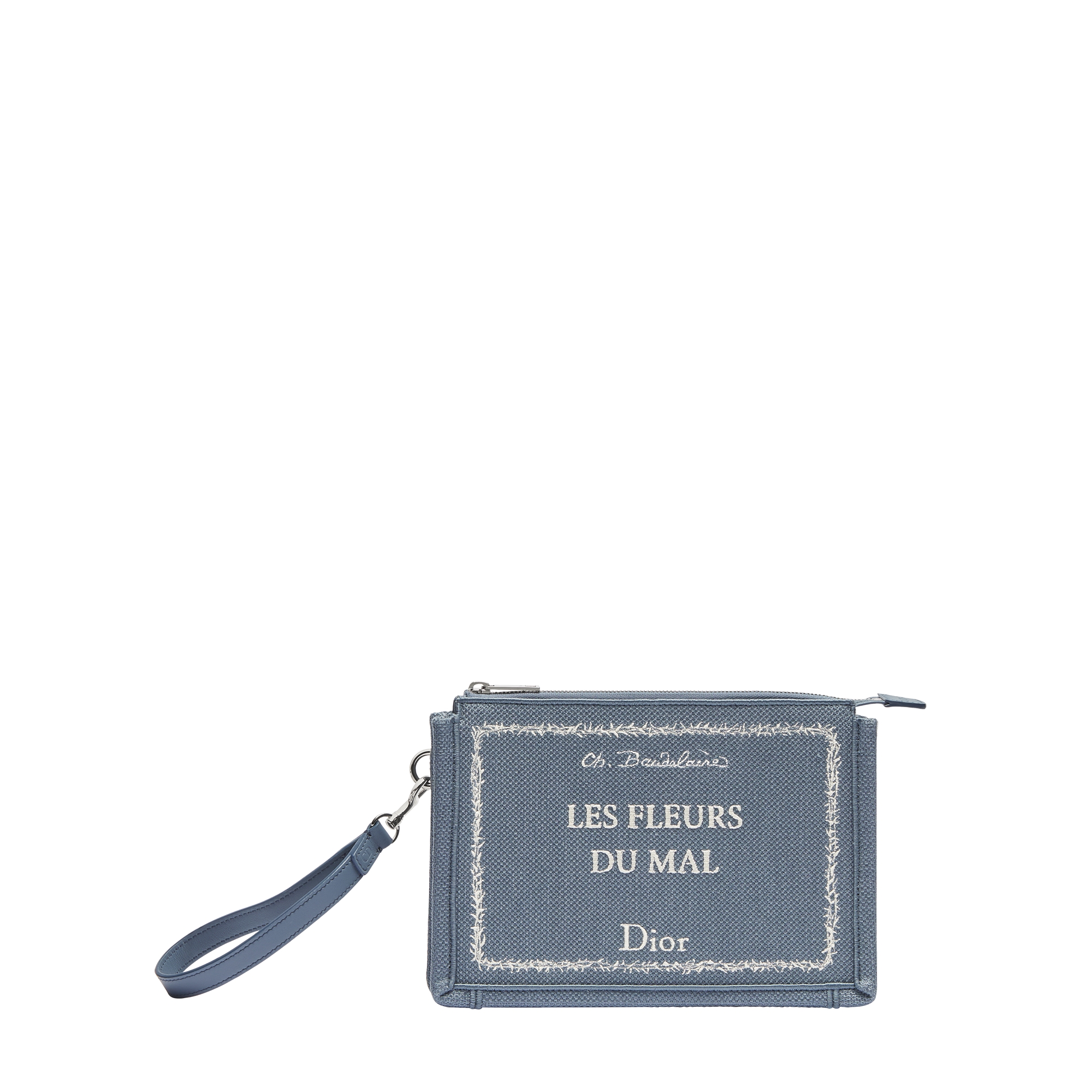 A5 Triangle Pouch Blue and White Book Cover Embroidery | DIOR