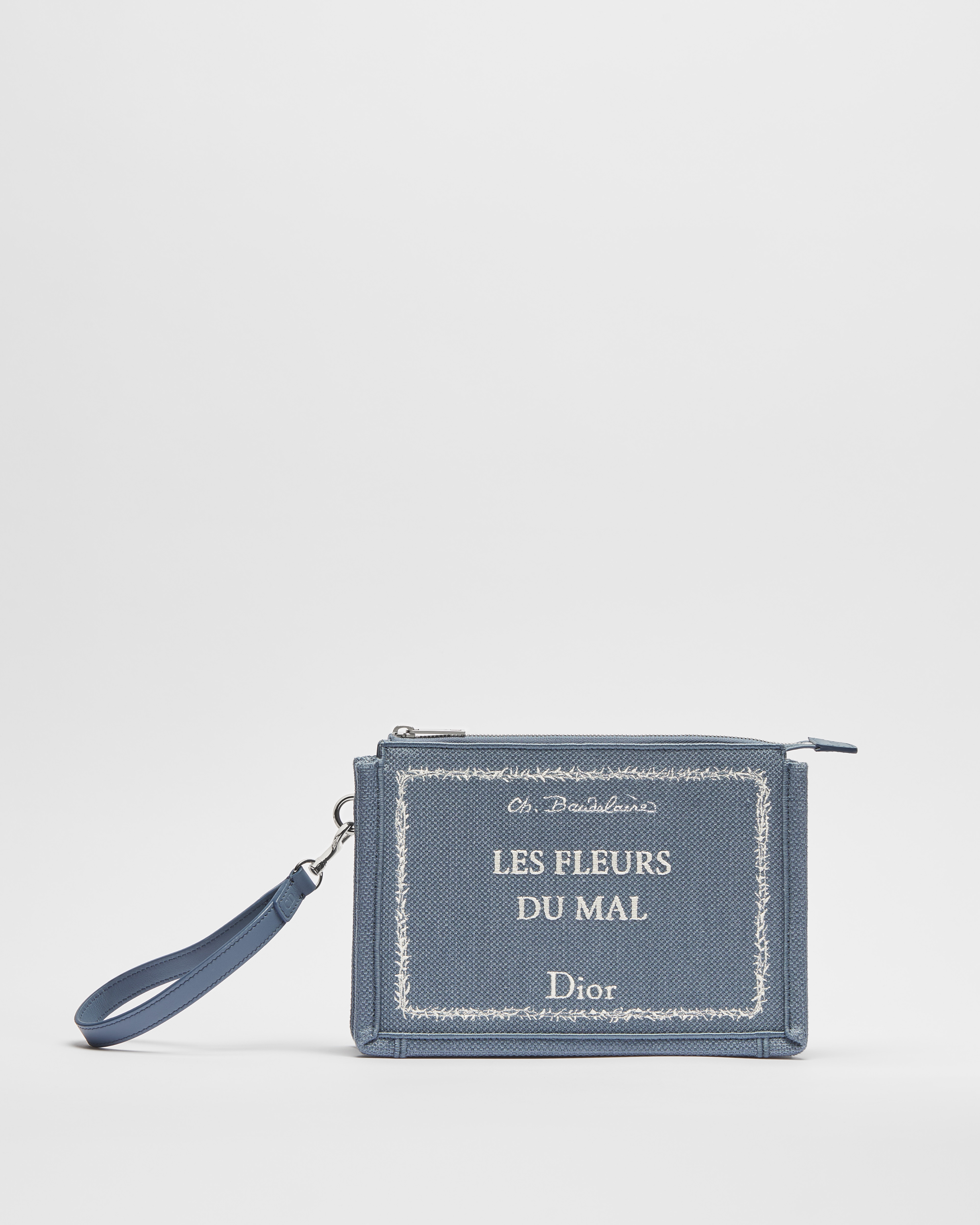 Dreieckige Pouch im A5-Format Book Cover-Stickerei in Blau und Weiß E01