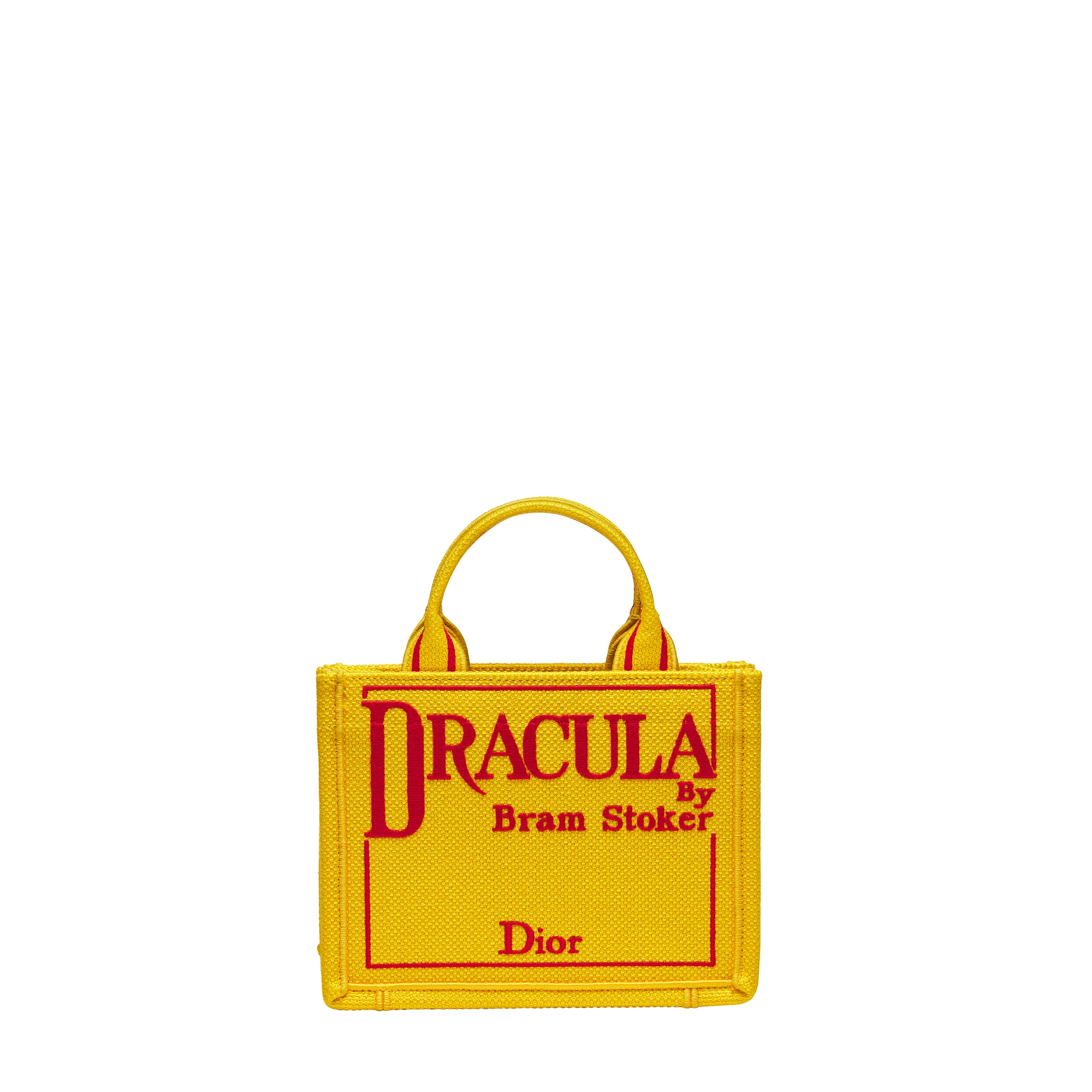 Mini Dior Book Tote with Strap Yellow and Red Book Cover