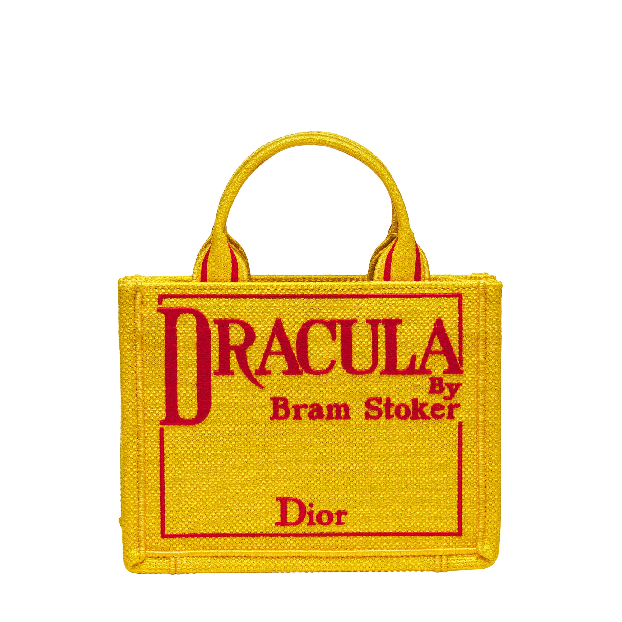 Mini Dior Book Tote with Strap Yellow and Red Book Cover Embroidery (20 x 15.5 x 6 cm) E01