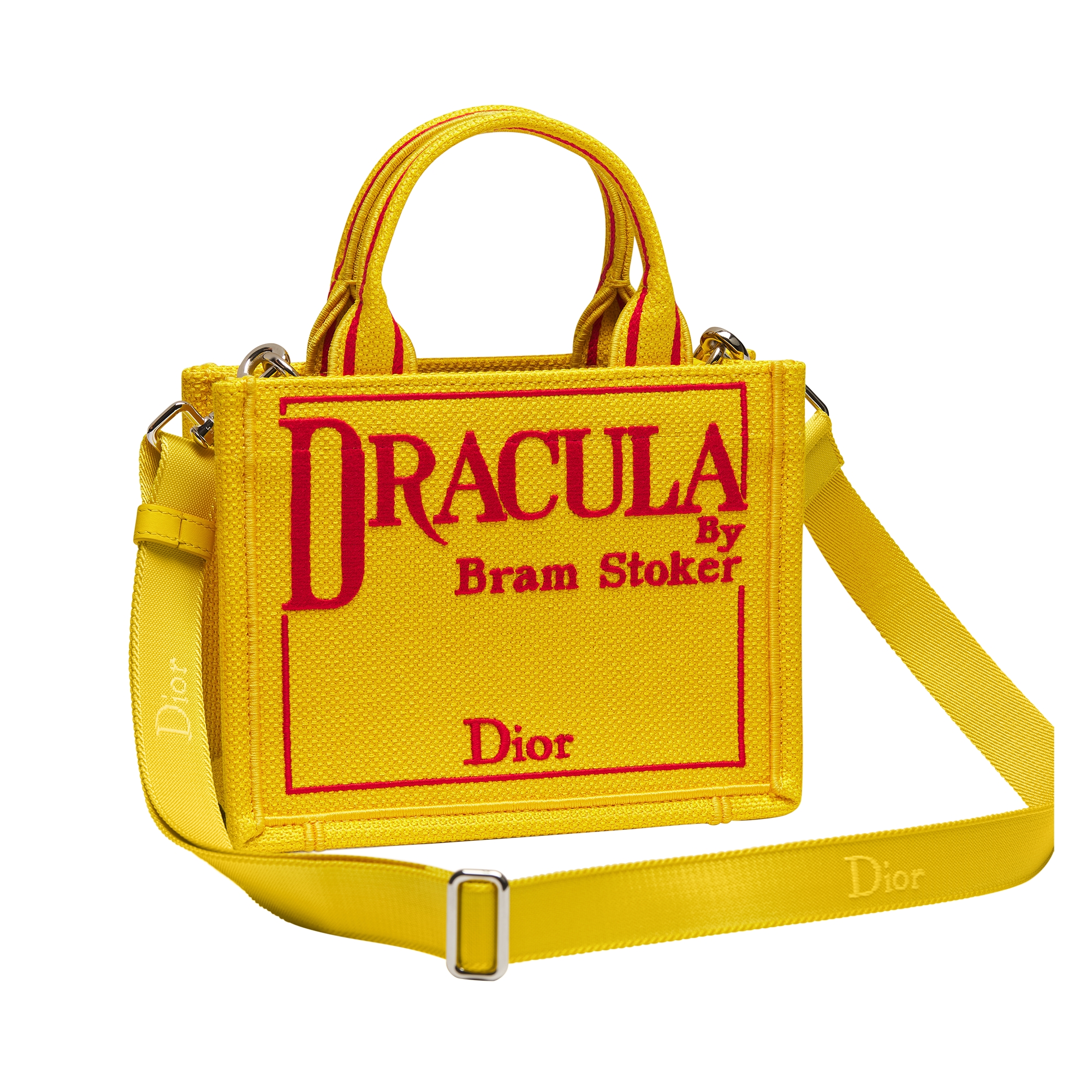 Mini Dior Book Tote with Strap Yellow and Red Book Cover Embroidery (20 x 15.5 x 6 cm) E03