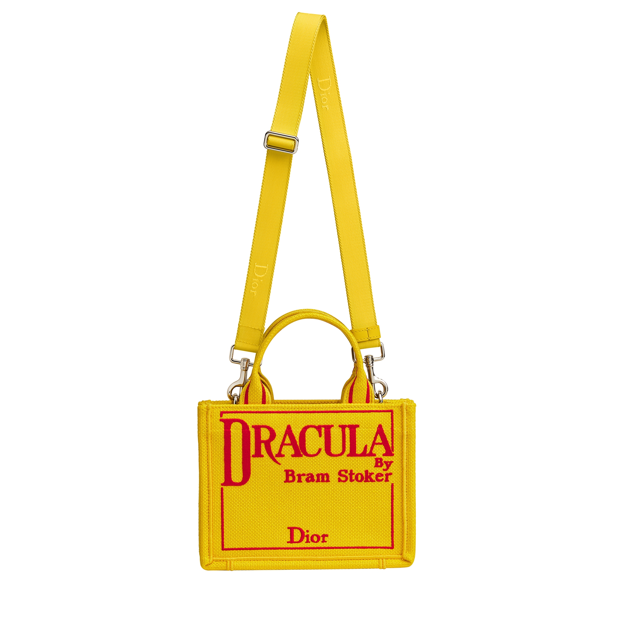 Mini Dior Book Tote with Strap Yellow and Red Book Cover Embroidery (20 x 15.5 x 6 cm) E07
