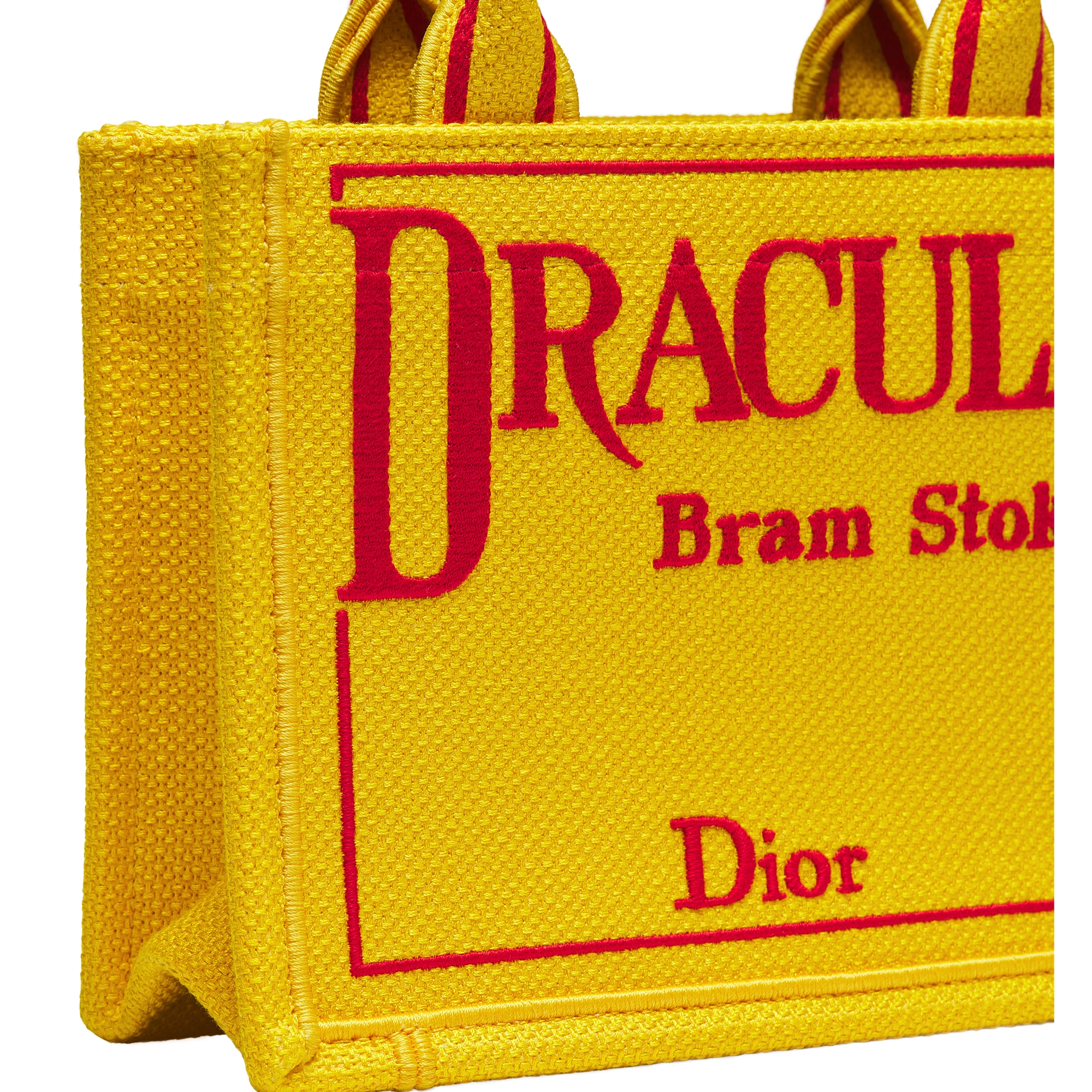 Mini Dior Book Tote with Strap Yellow and Red Book Cover Embroidery (20 x 15.5 x 6 cm) E09