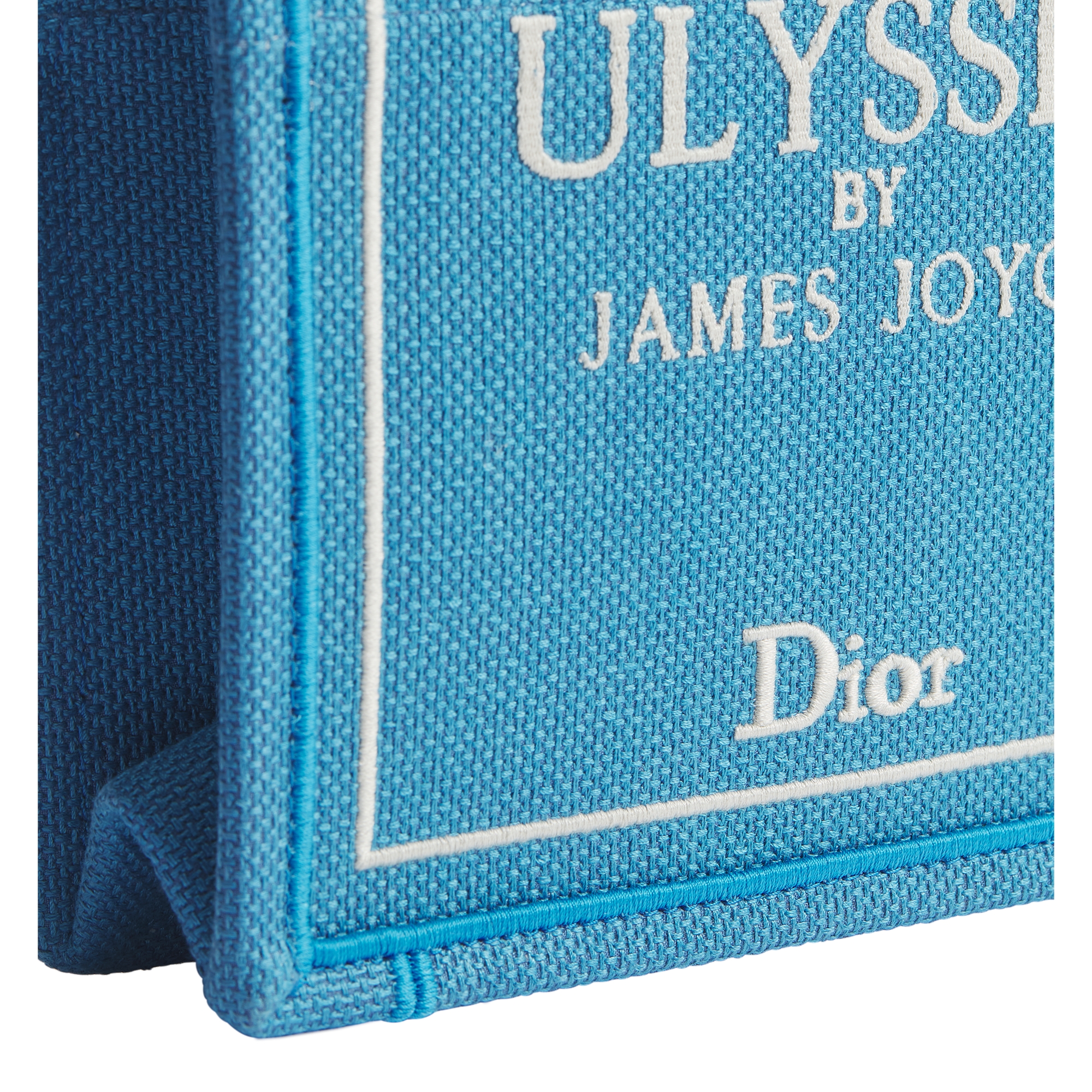 Mini Dior Book Tote with Strap Light Blue and White Book Cover Embroidery (20 x 15.5 x 6 cm) E09