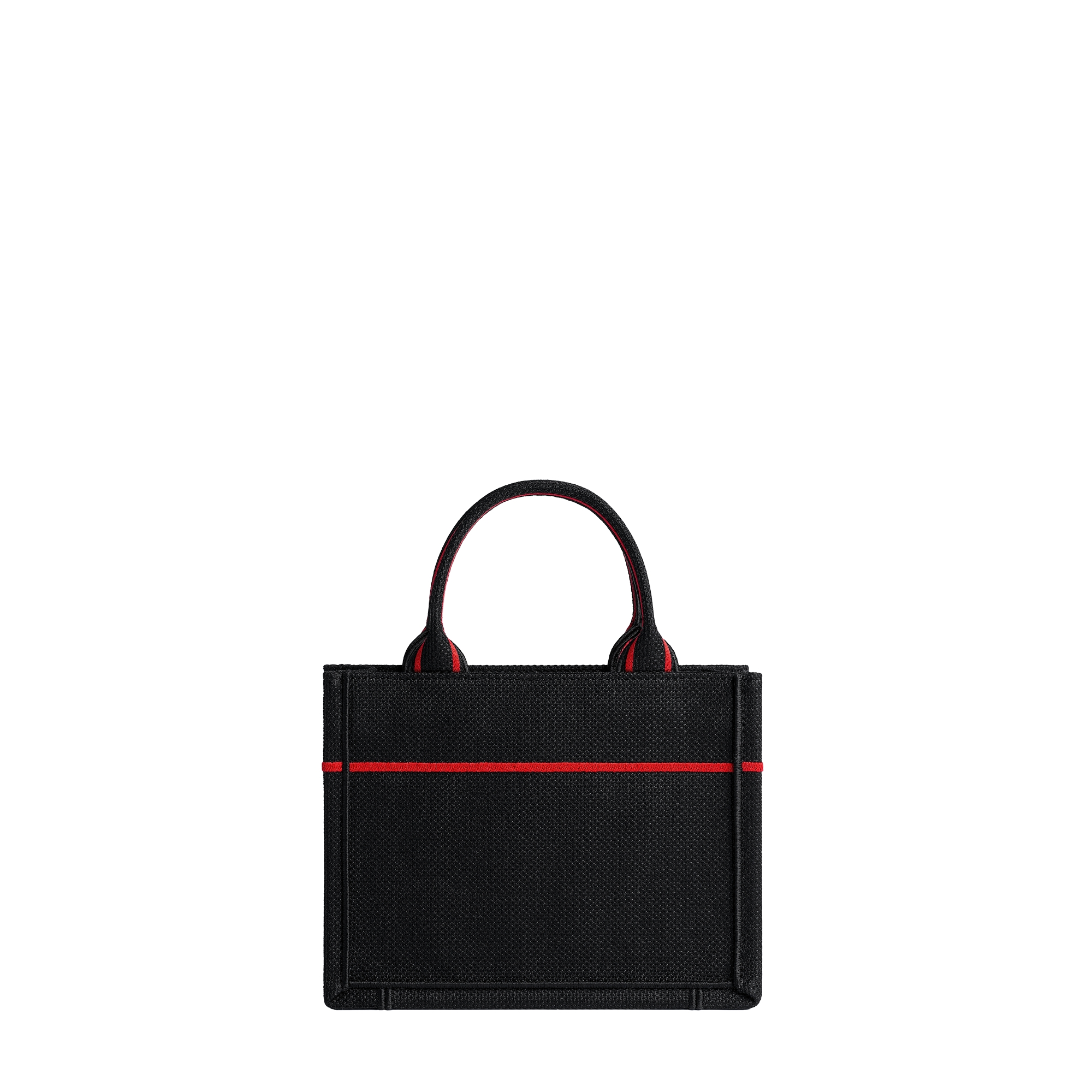 Mini Dior Book Tote with Strap Black, White and Red Book Cover Embroidery (20.5 x 16 x 7 cm) E08