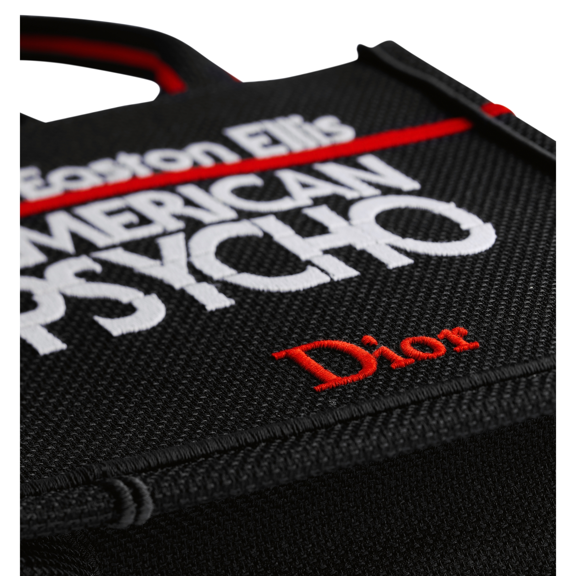 Mini Dior Book Tote with Strap Black, White and Red Book Cover Embroidery (20.5 x 16 x 7 cm) E11
