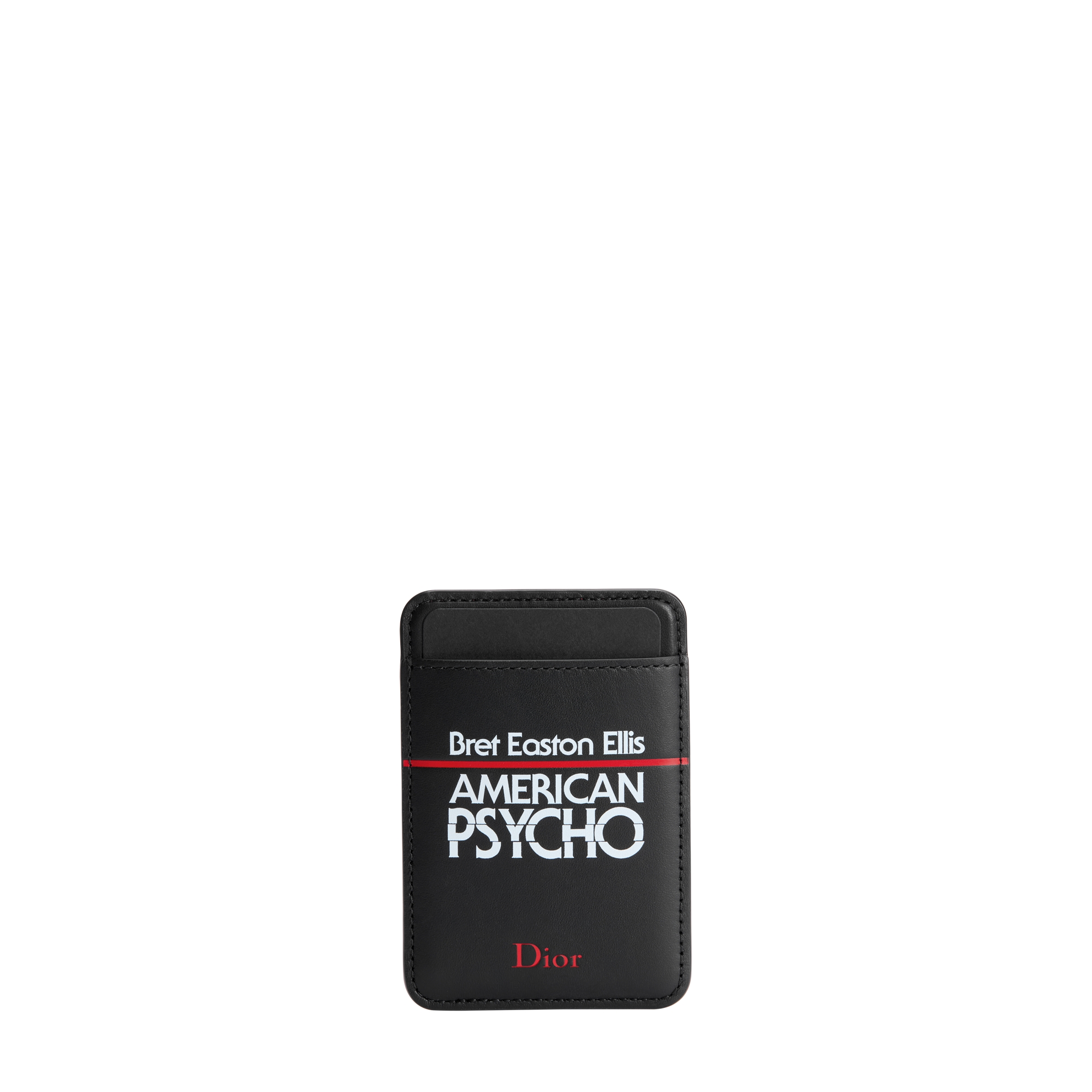 Magnetic Card Holder Black, White and Red Book Cover Embossed Calfskin E01