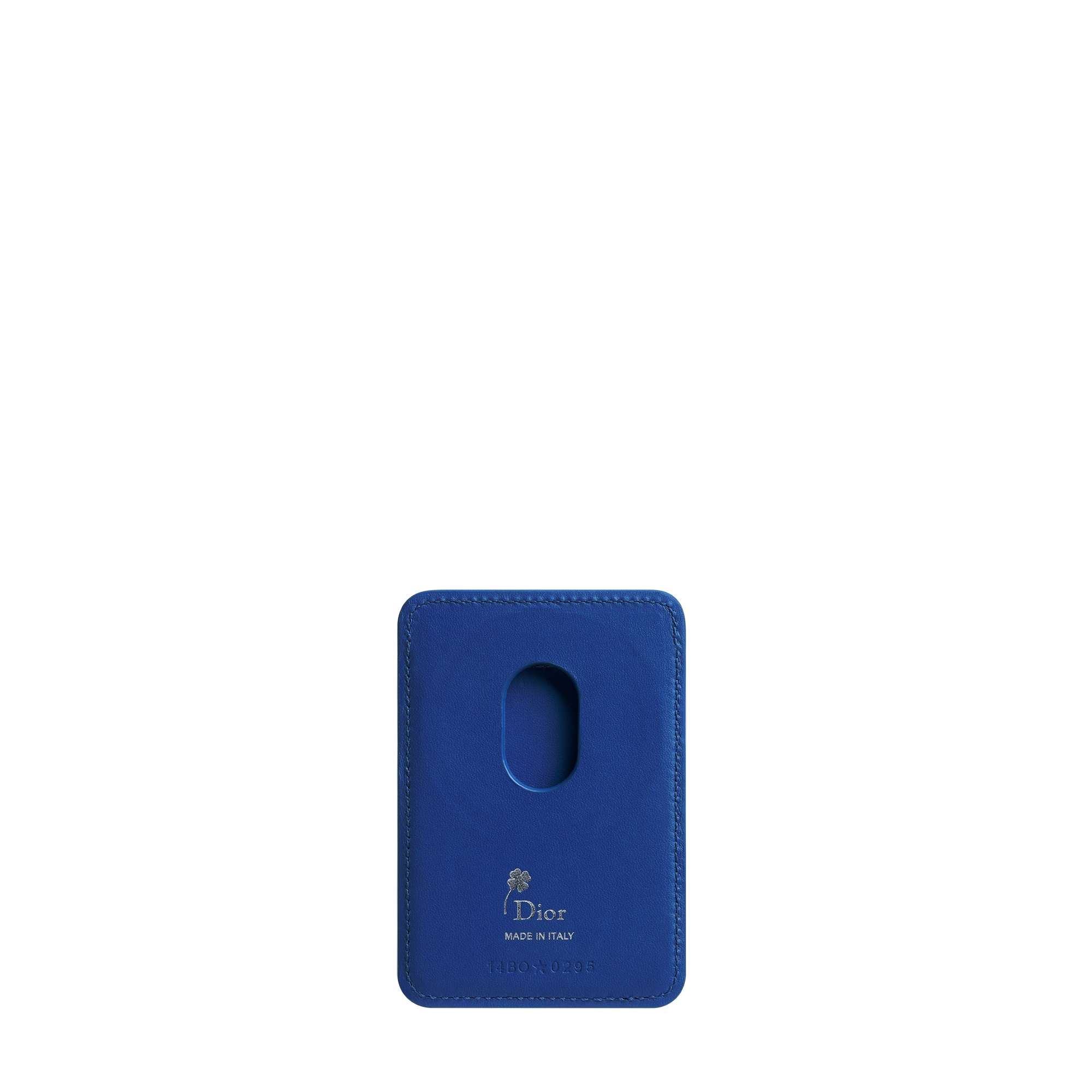 Magnetic Card Holder Blue and White Book Cover Embossed Calfskin E08