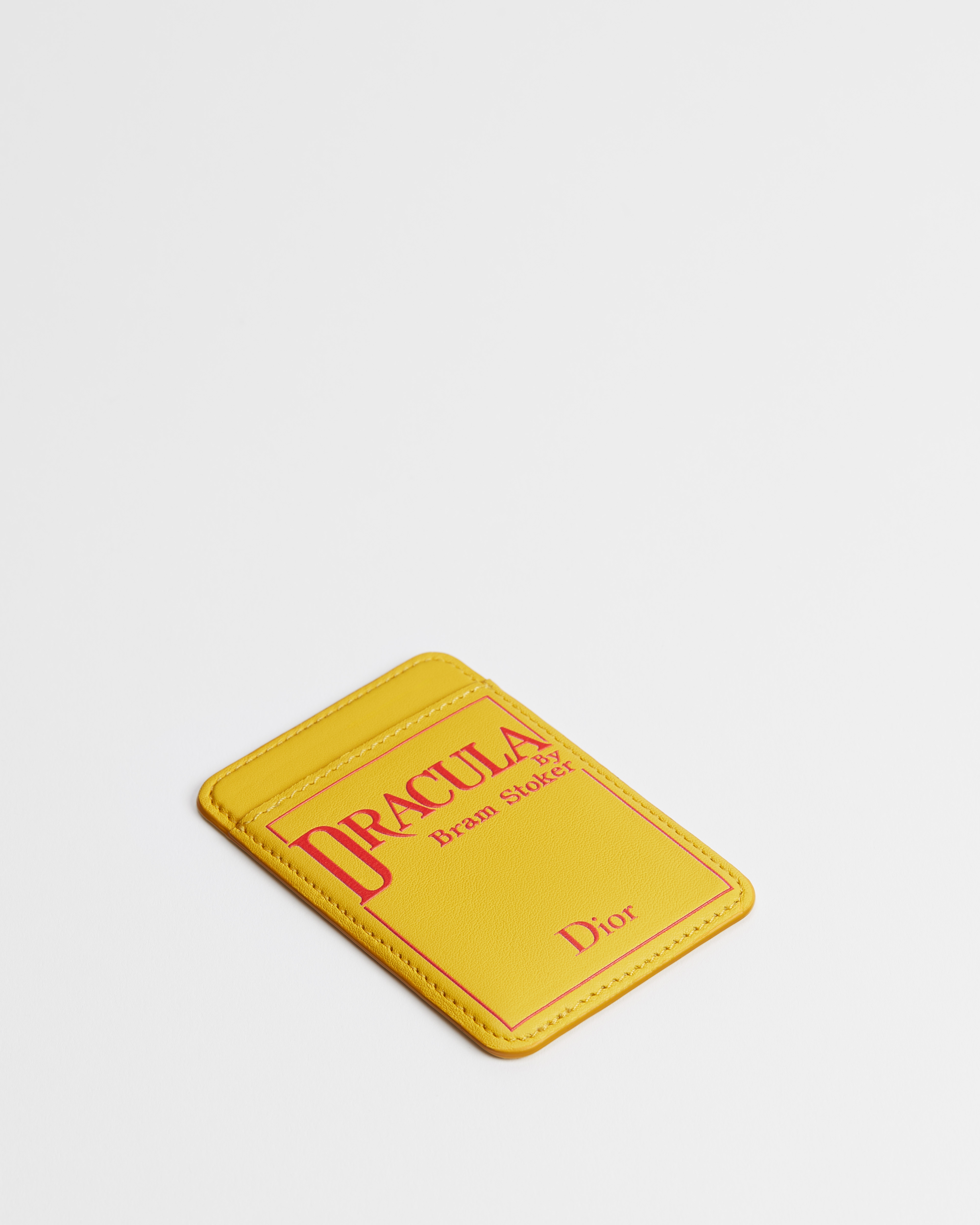 Magnetisches Kartenetui Book-Cover-Prägung auf Kalbsleder in Gelb und Rot E03