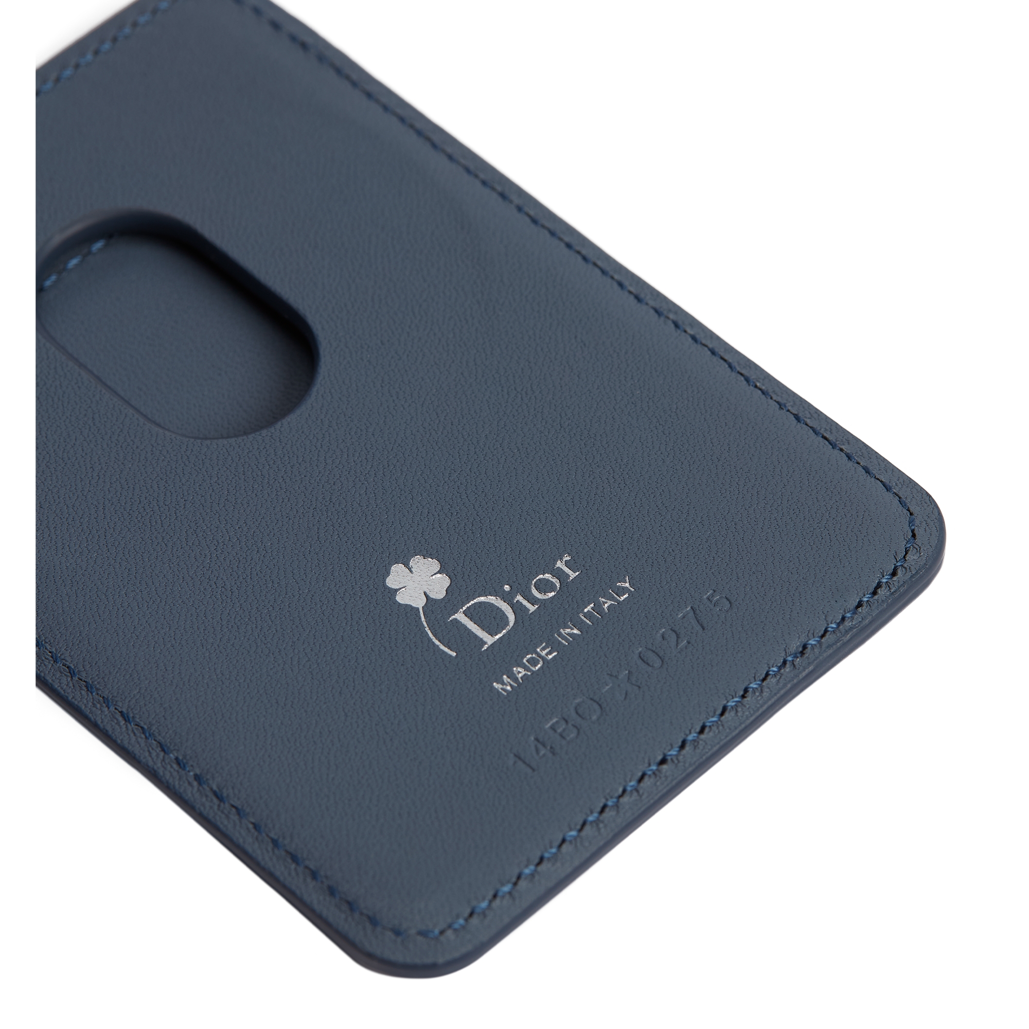 Magnetic Card Holder Blue and White Book Cover Embossed Calfskin E09