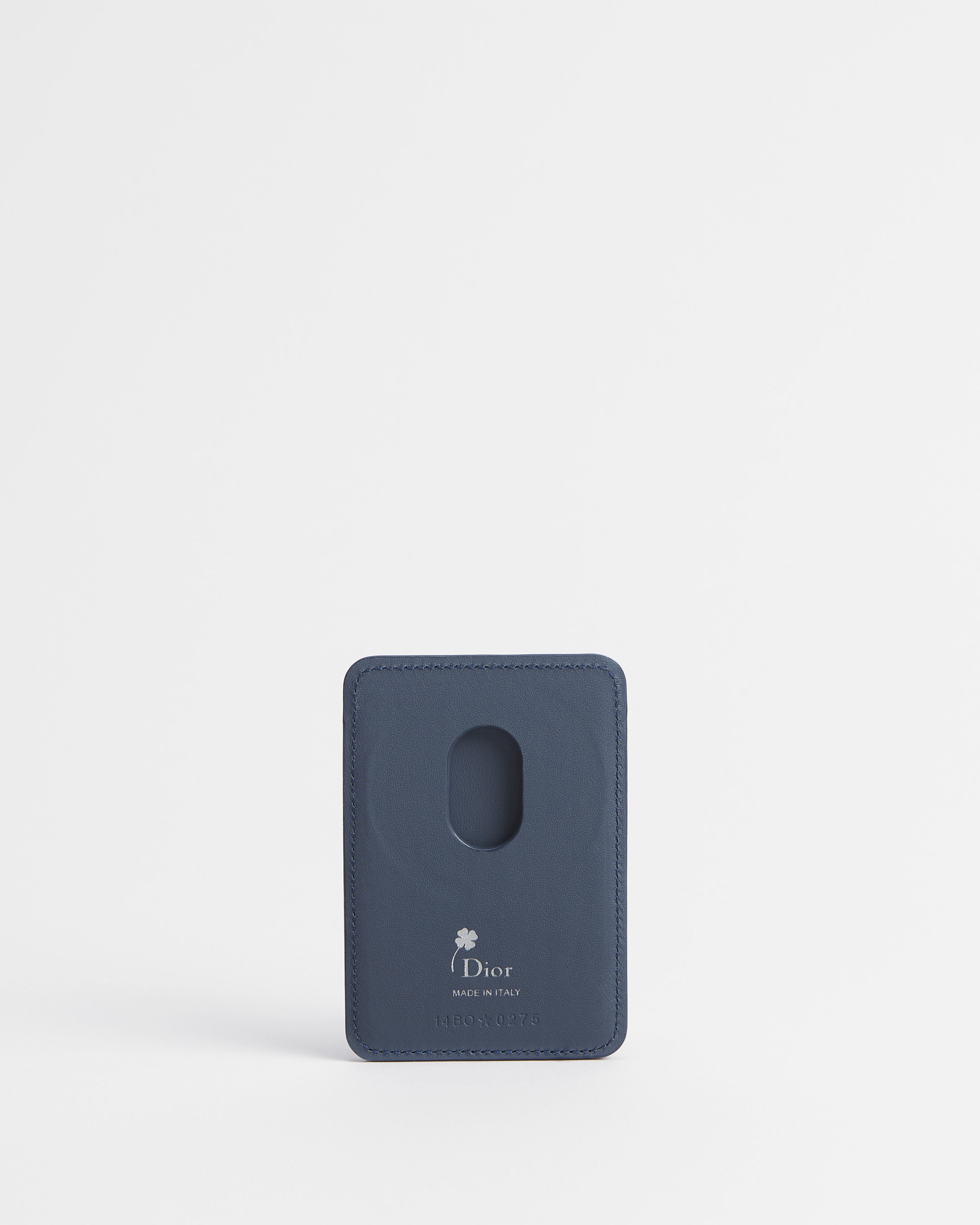 Magnetisches Kartenetui Book-Cover-Prägung auf Kalbsleder in Blau und Weiß E08