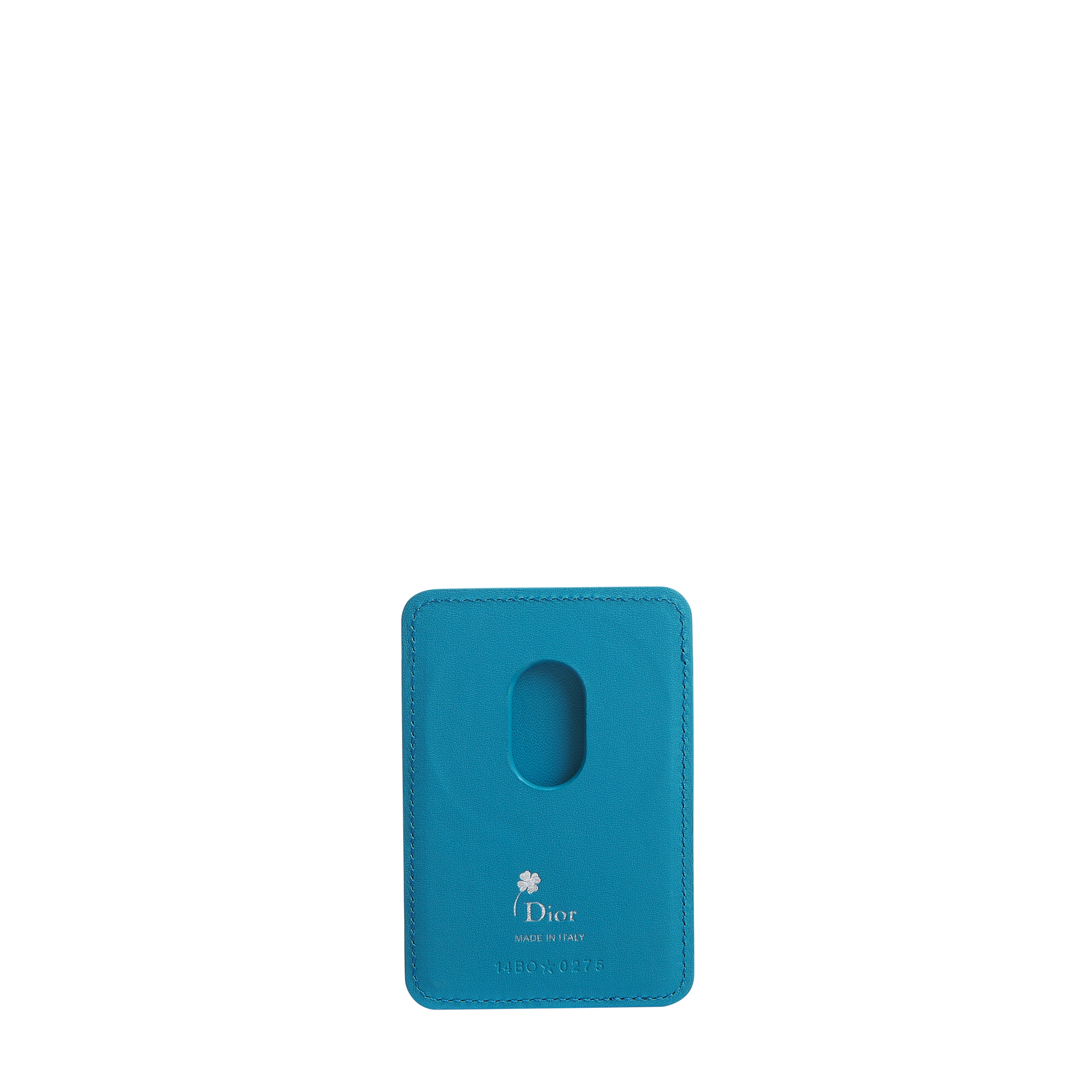 Magnetic Card Holder Light Blue and White Book Cover Embossed Calfskin E08