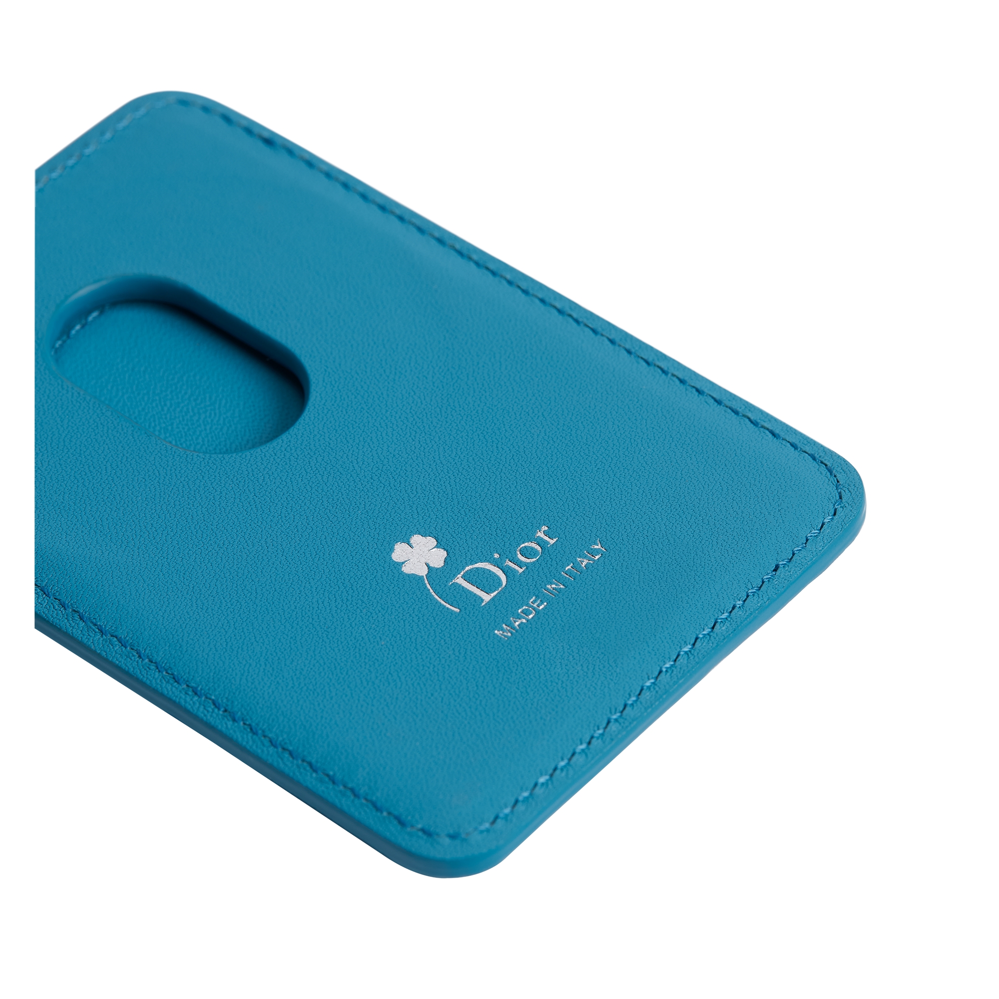 Magnetic Card Holder Light Blue and White Book Cover Embossed Calfskin E09